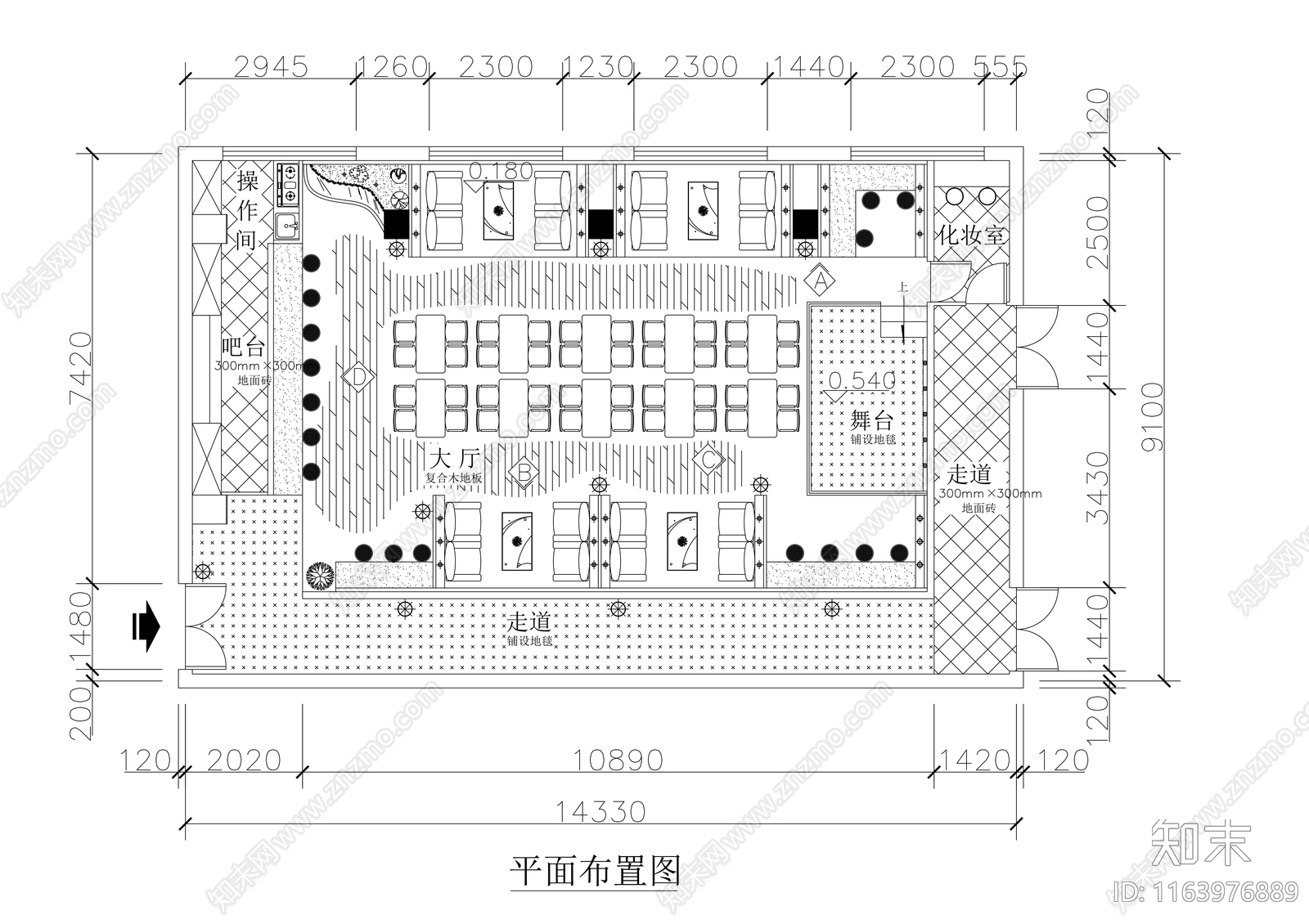 现代酒吧cad施工图下载【ID:1163976889】