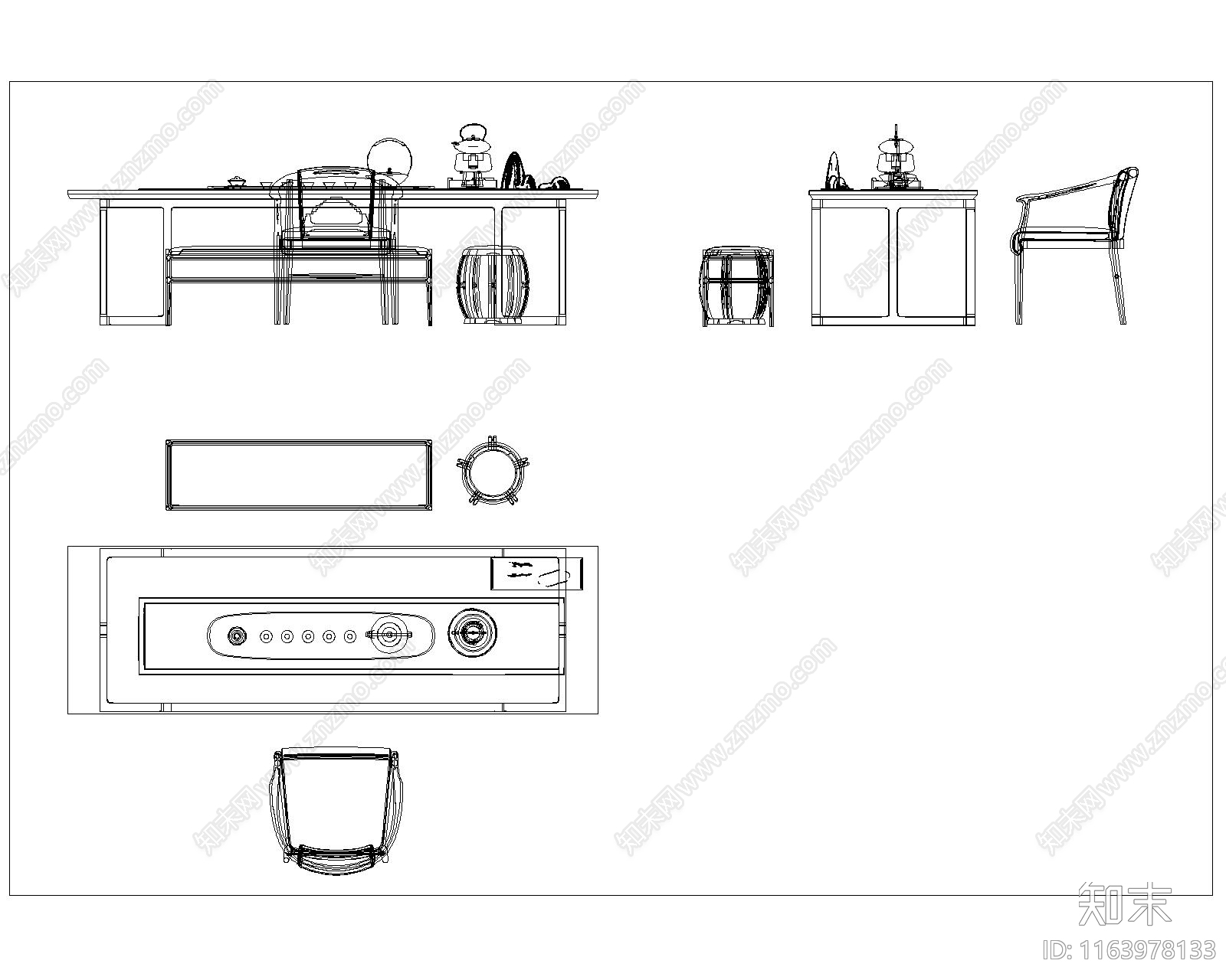 新中式桌椅施工图下载【ID:1163978133】