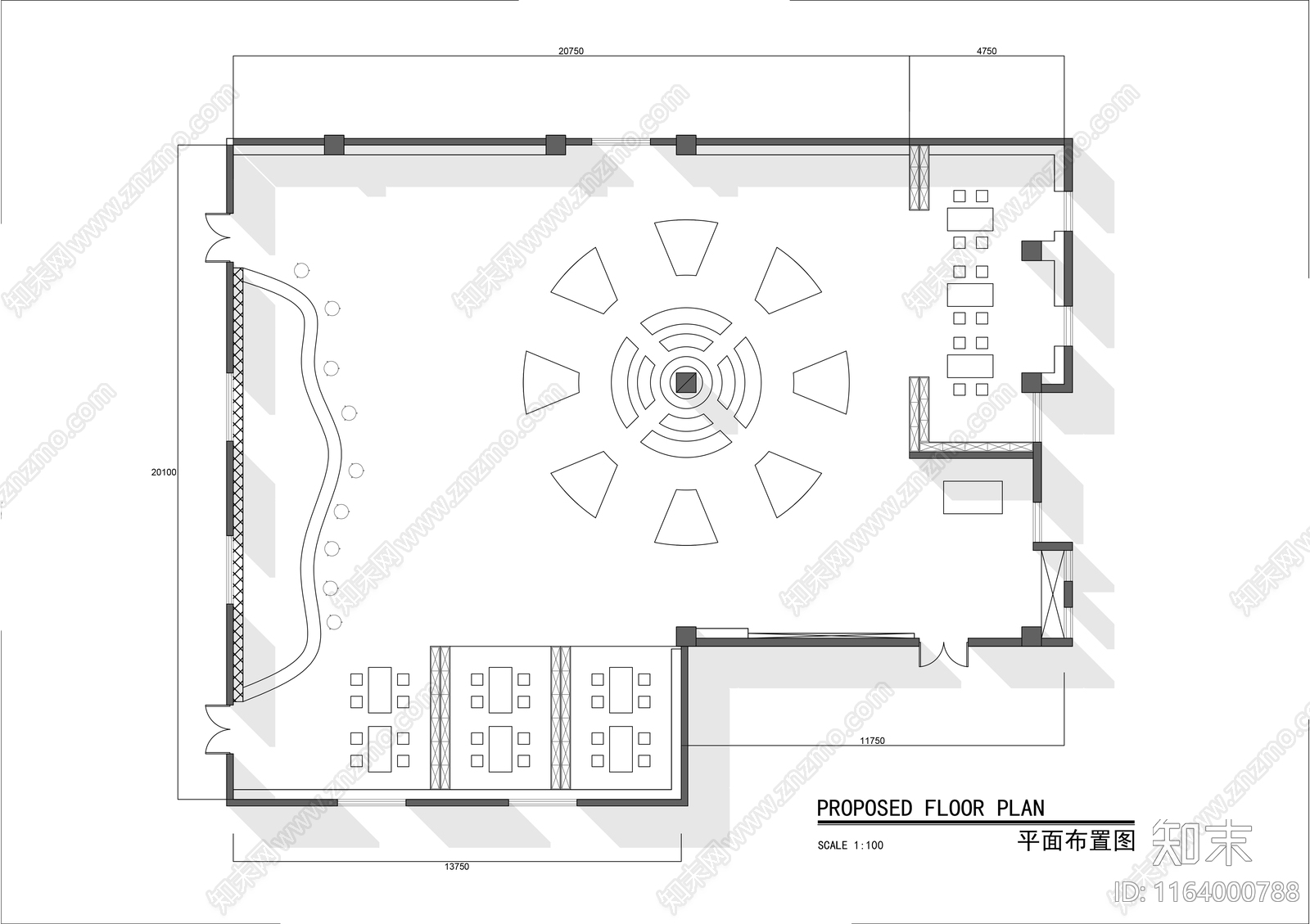 现代图书馆cad施工图下载【ID:1164000788】