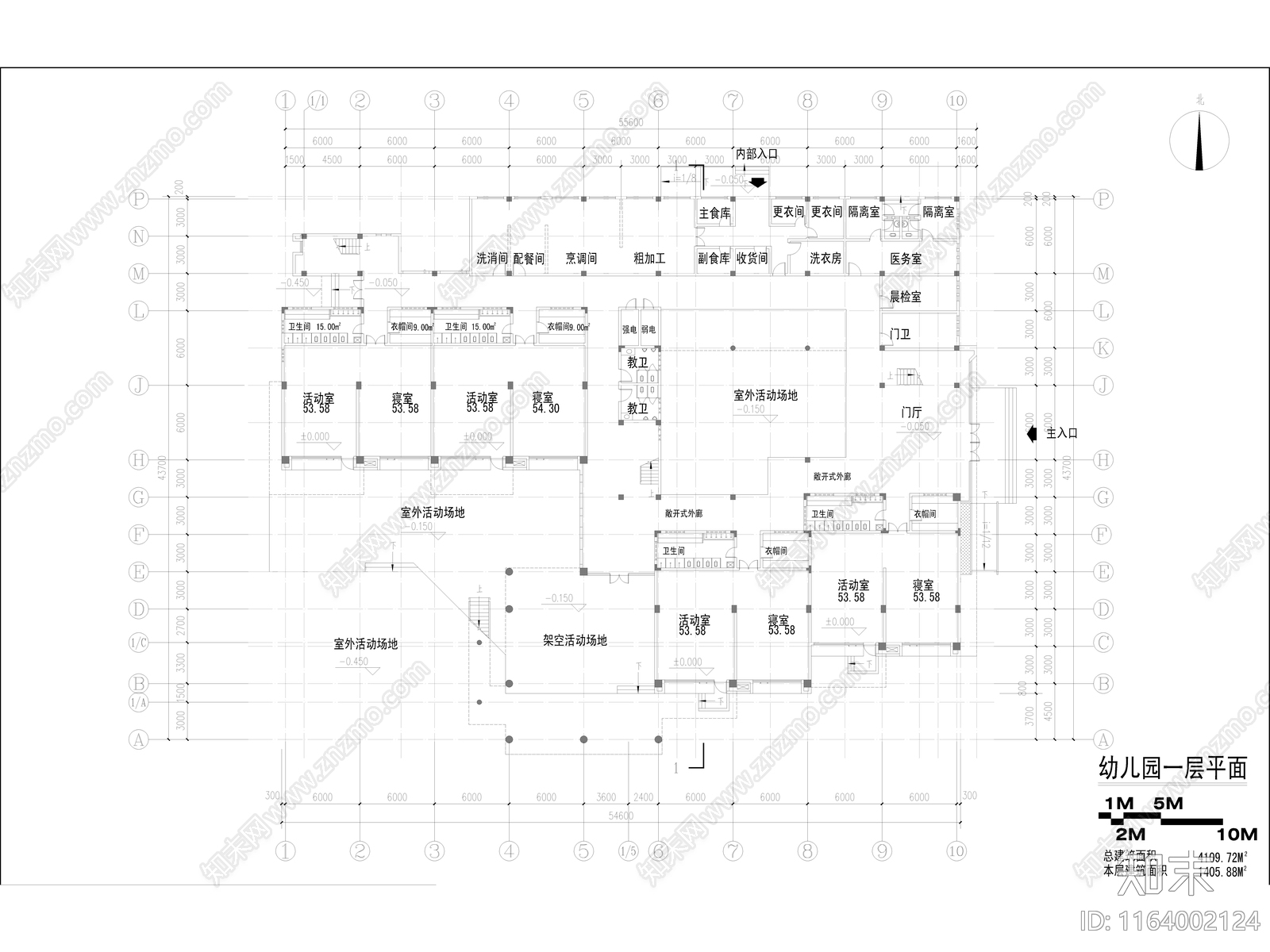 现代幼儿园建筑cad施工图下载【ID:1164002124】