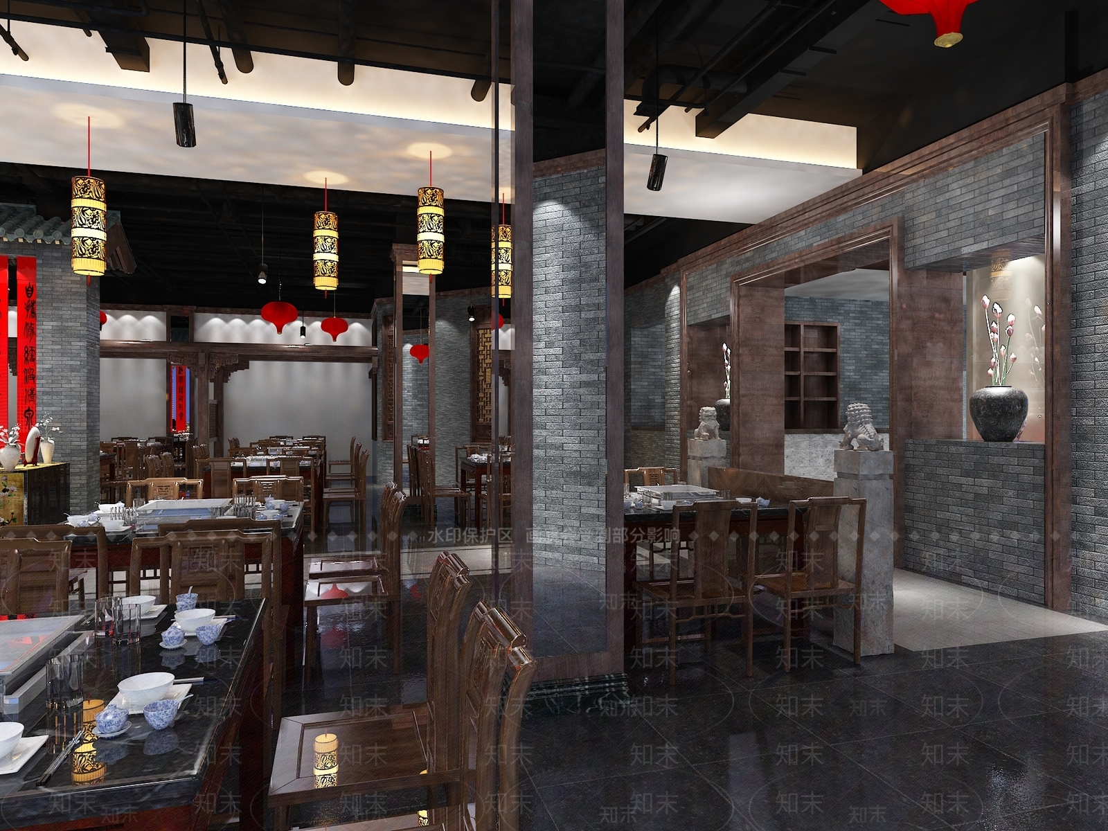 新中式中餐厅3D模型下载【ID:1164004580】