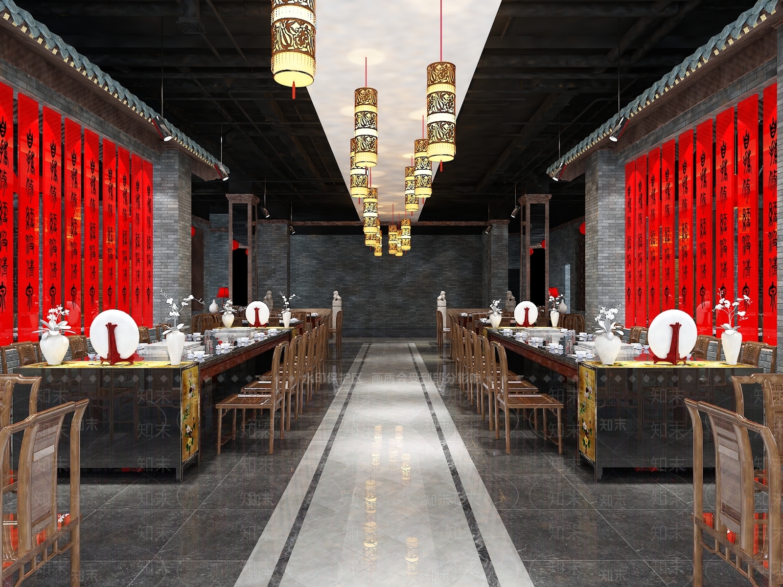 新中式中餐厅3D模型下载【ID:1164004578】