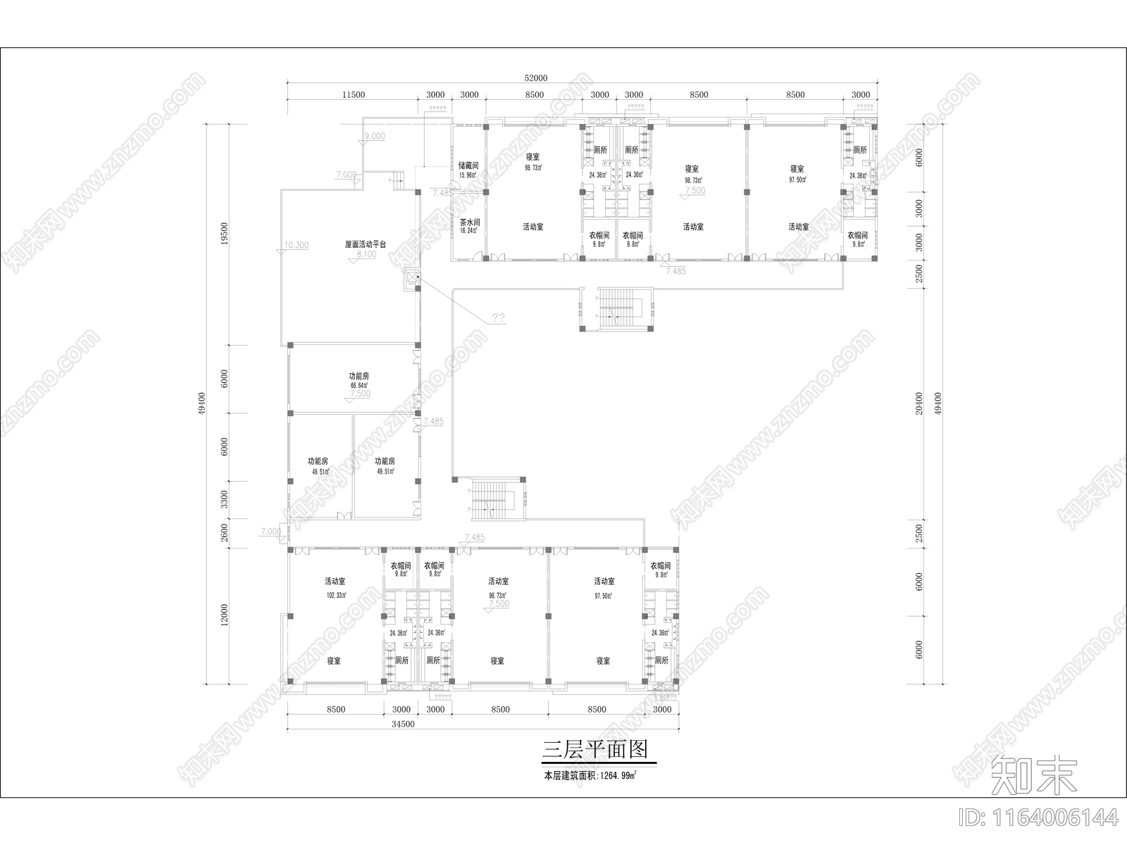 现代幼儿园建筑cad施工图下载【ID:1164006144】