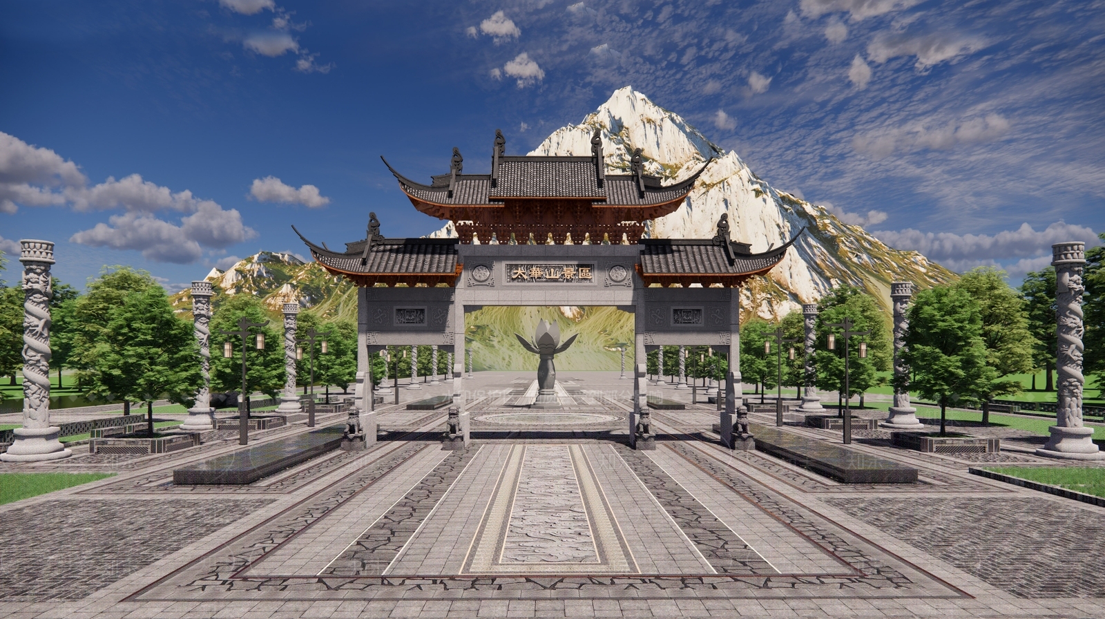 中式牌坊牌楼SU模型下载【ID:1164006350】