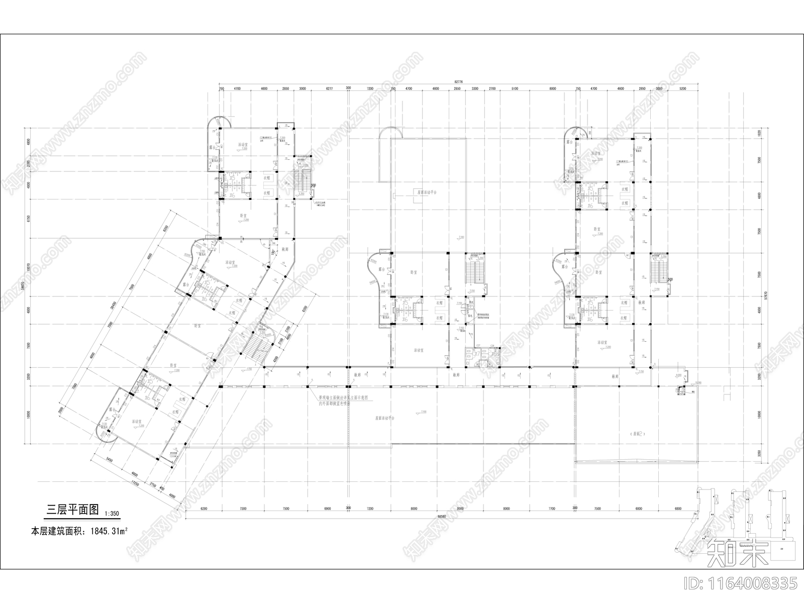 现代幼儿园建筑cad施工图下载【ID:1164008335】