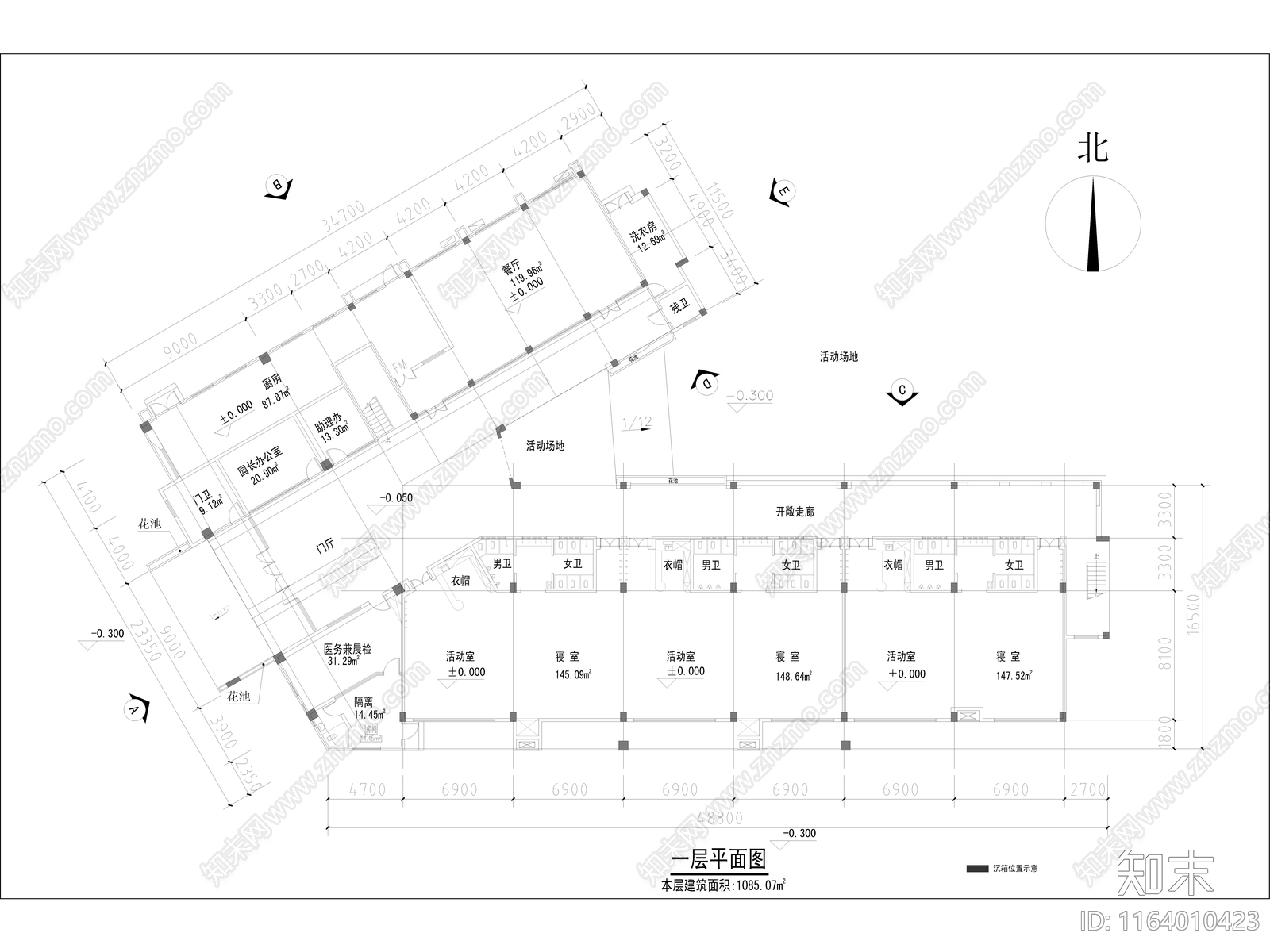 现代幼儿园建筑cad施工图下载【ID:1164010423】