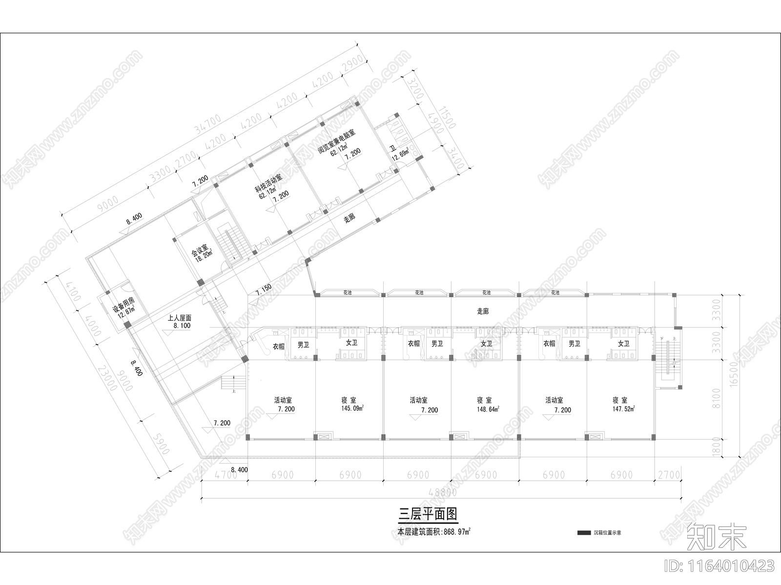 现代幼儿园建筑cad施工图下载【ID:1164010423】