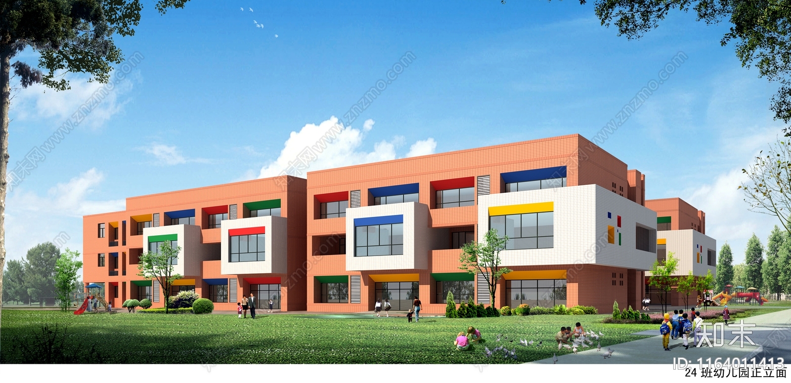 现代幼儿园建筑cad施工图下载【ID:1164011413】