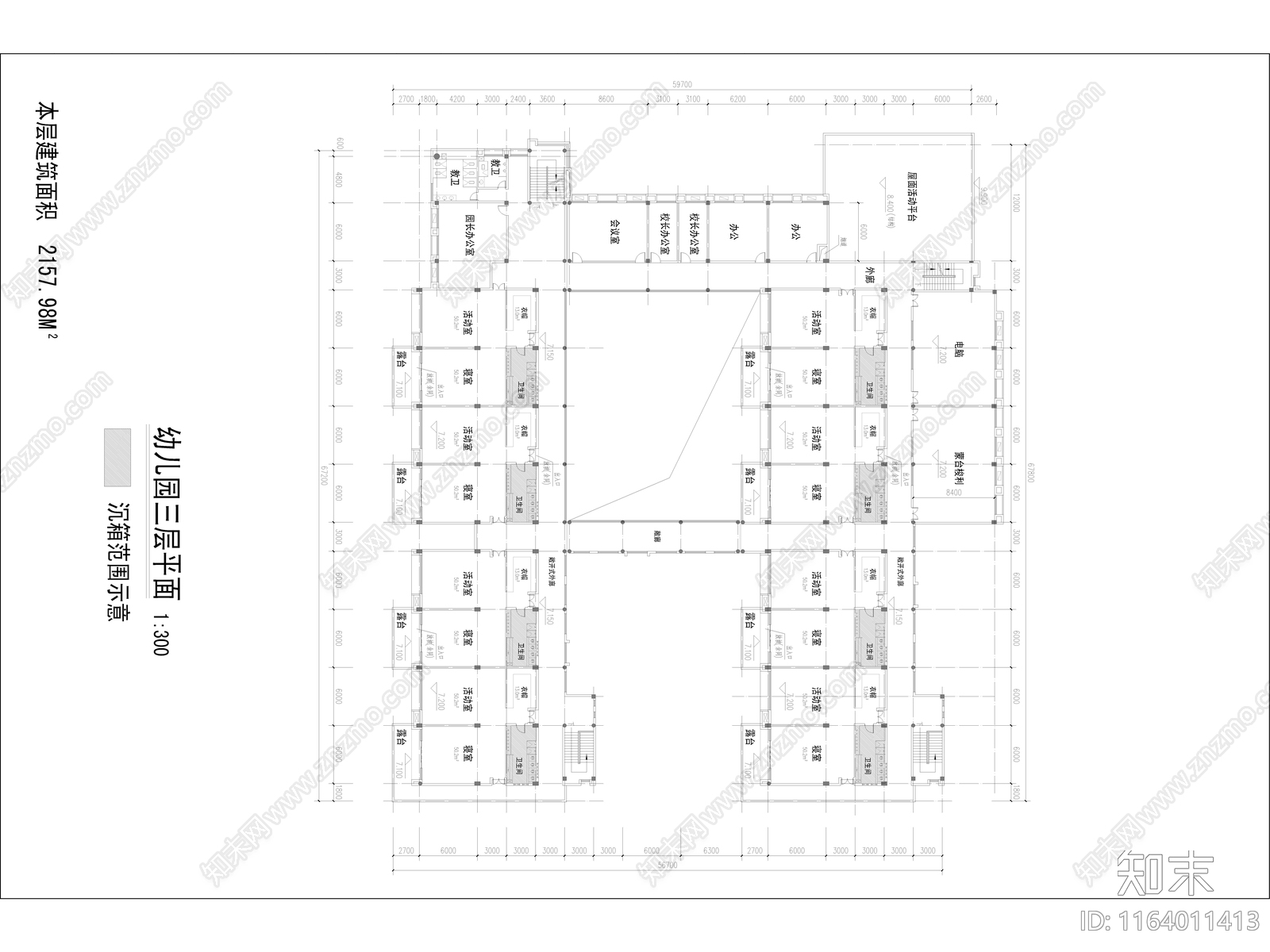 现代幼儿园建筑cad施工图下载【ID:1164011413】