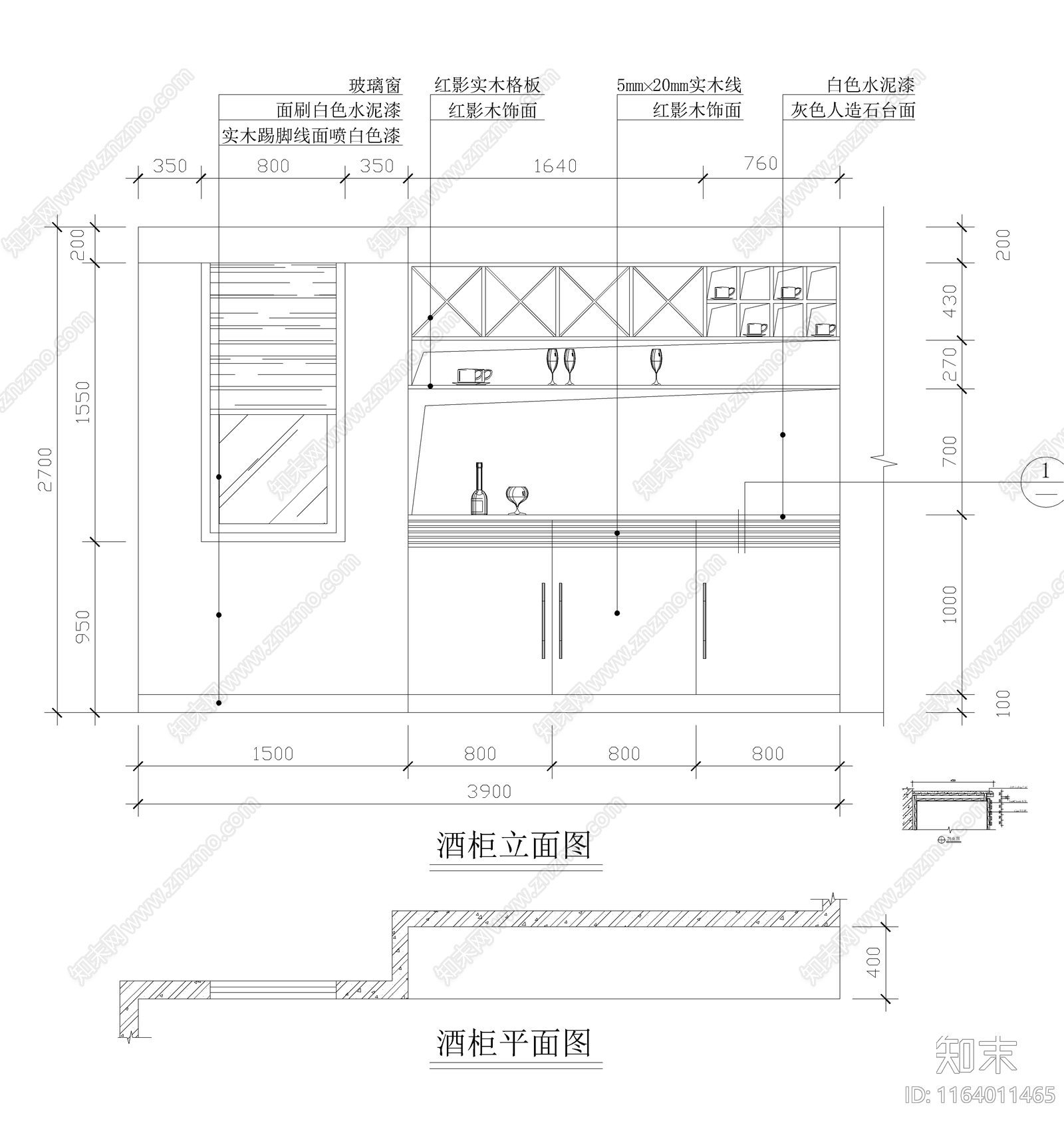 现代厨房cad施工图下载【ID:1164011465】