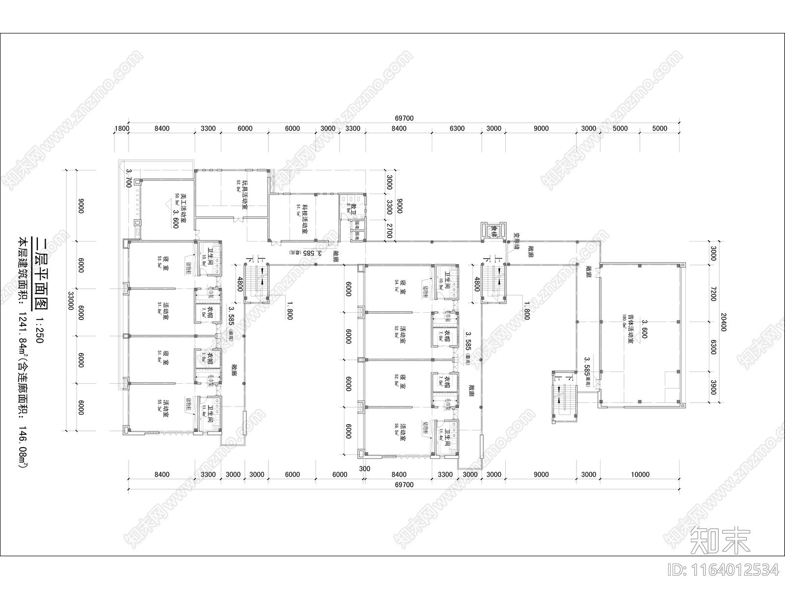 现代幼儿园建筑cad施工图下载【ID:1164012534】