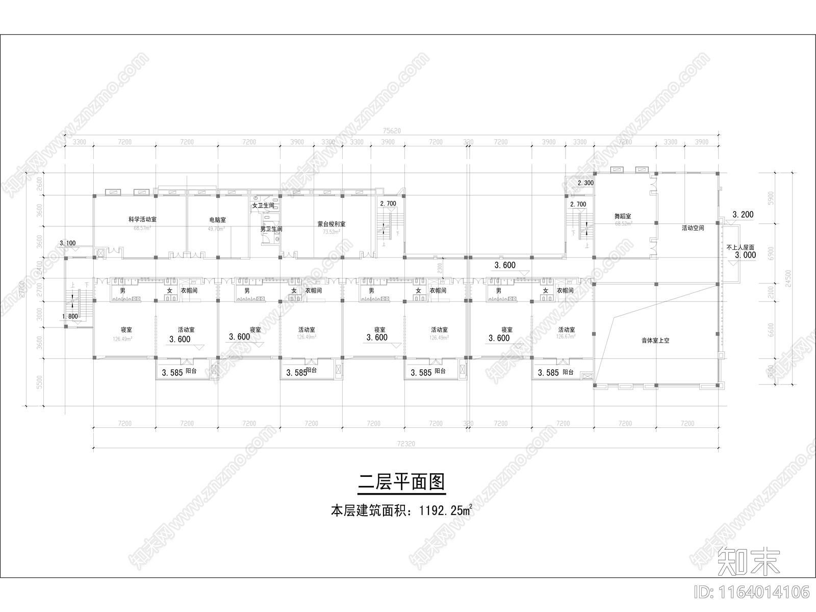 现代幼儿园建筑cad施工图下载【ID:1164014106】