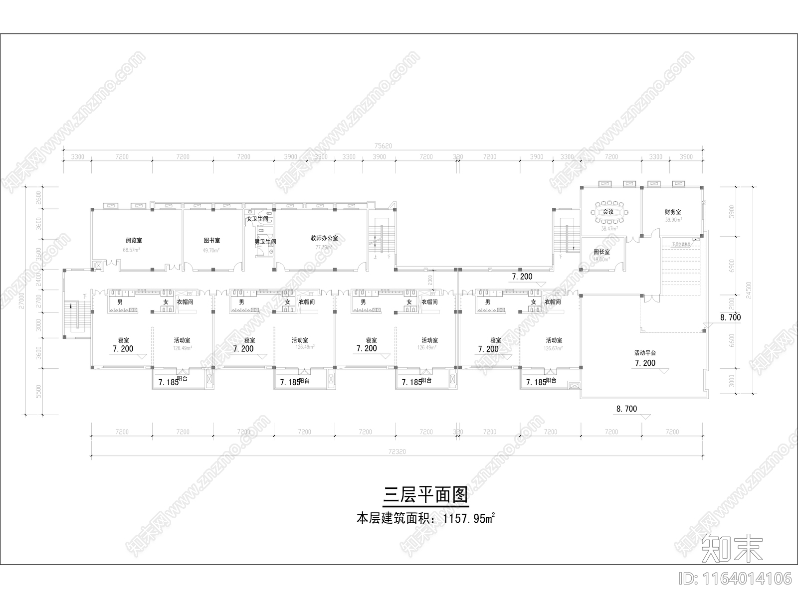 现代幼儿园建筑cad施工图下载【ID:1164014106】