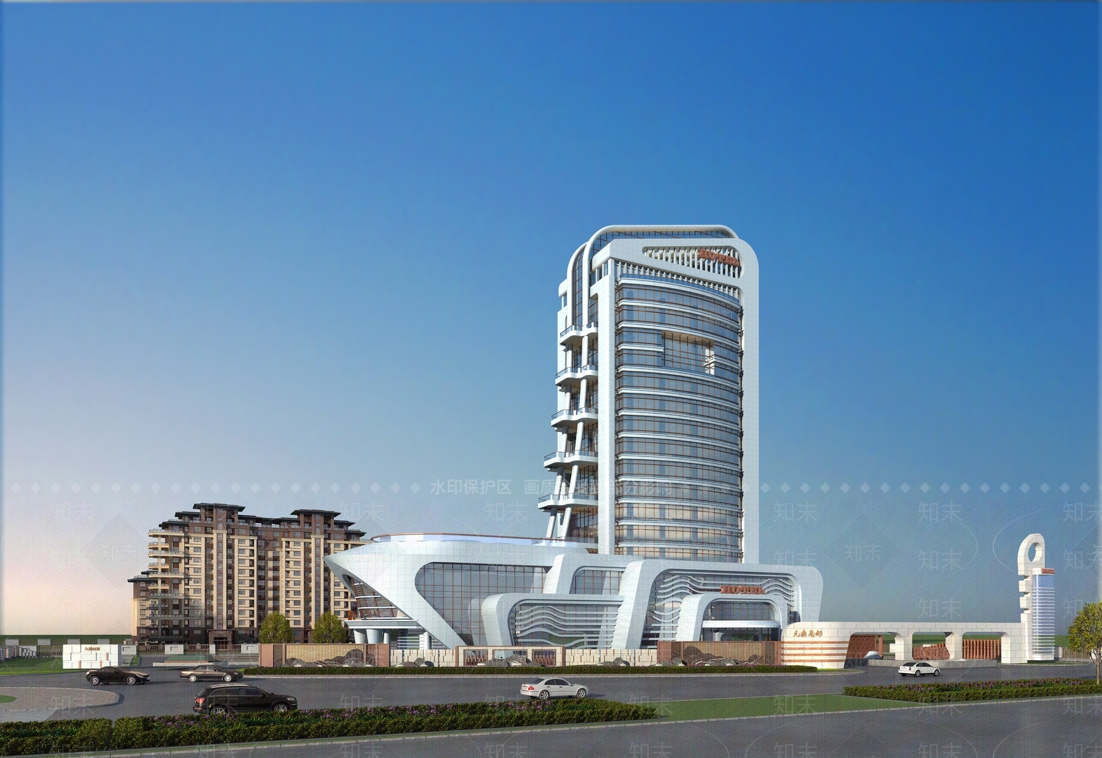 现代酒店外观3D模型下载【ID:1164015046】