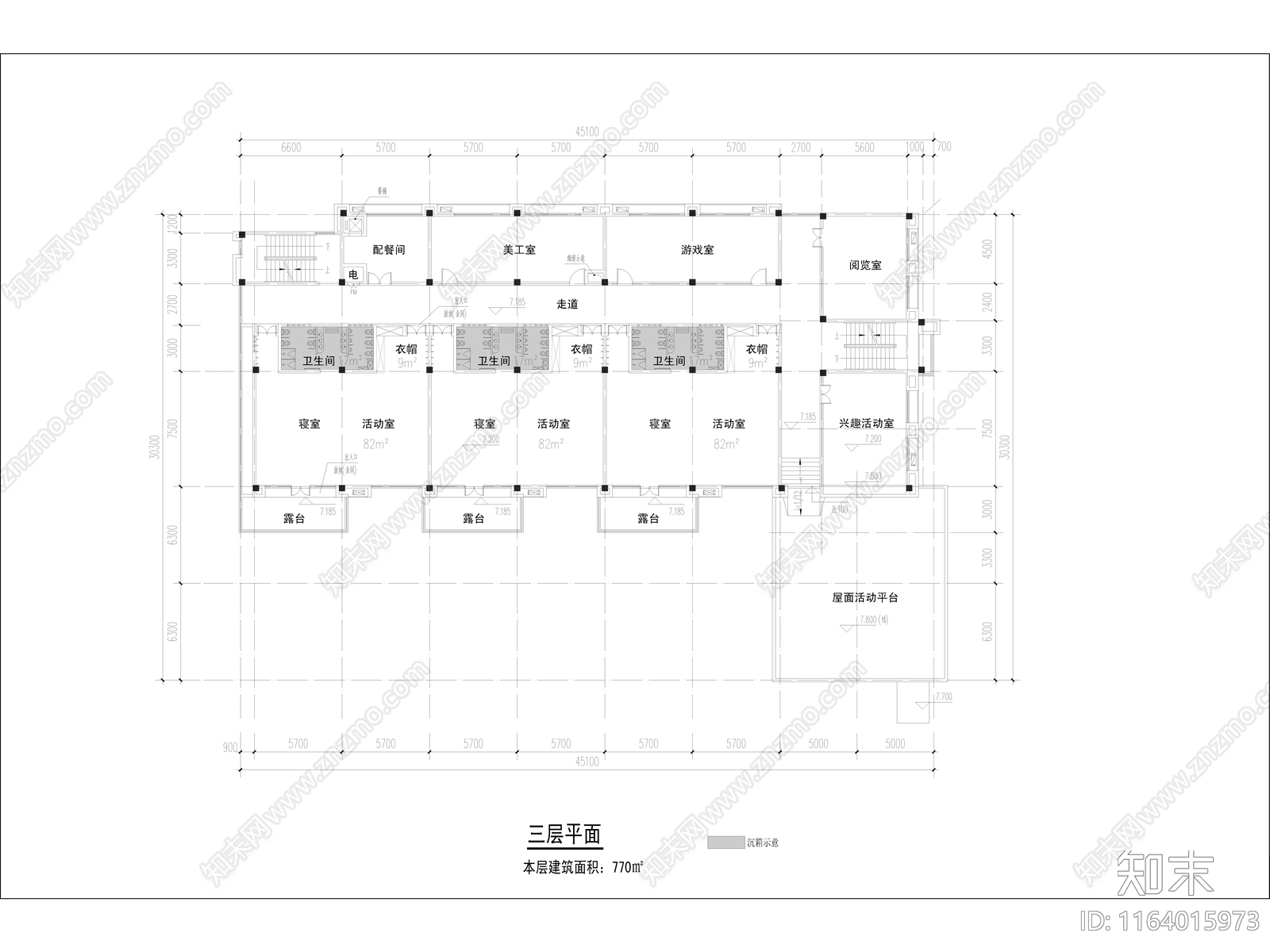现代幼儿园建筑cad施工图下载【ID:1164015973】