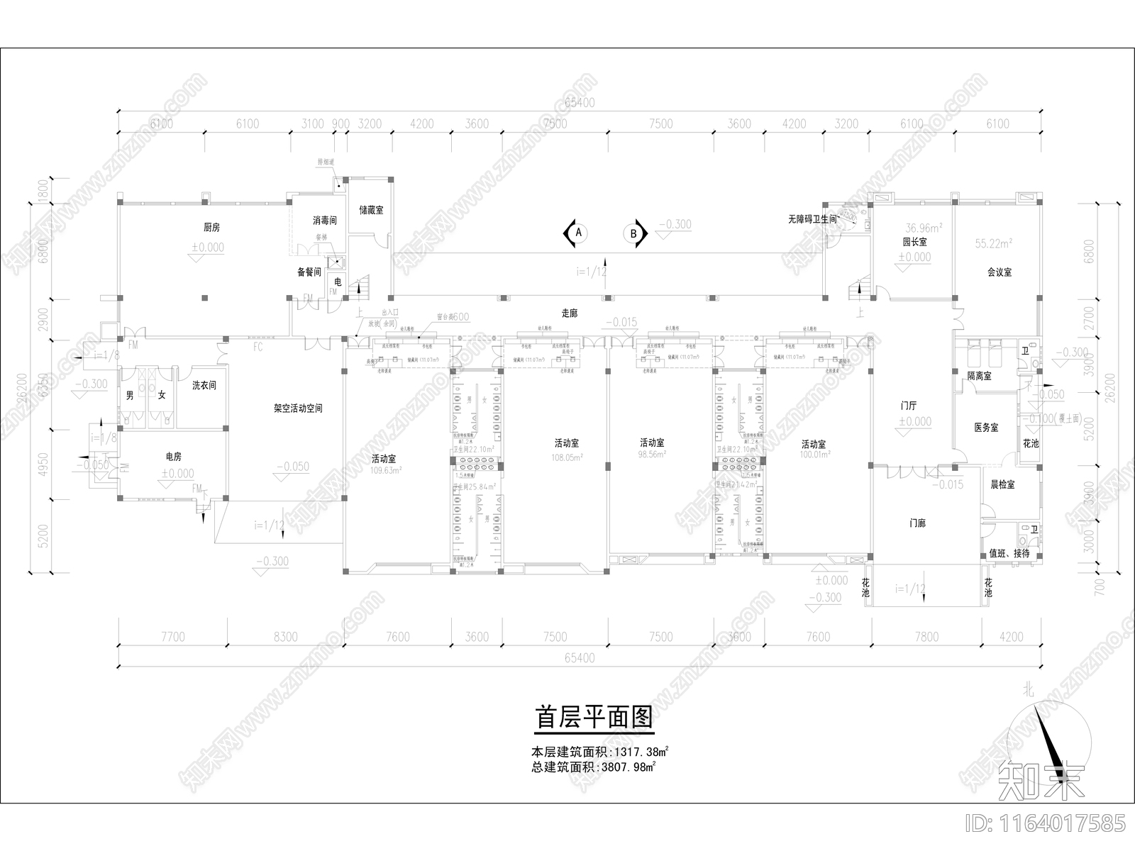 现代幼儿园建筑cad施工图下载【ID:1164017585】