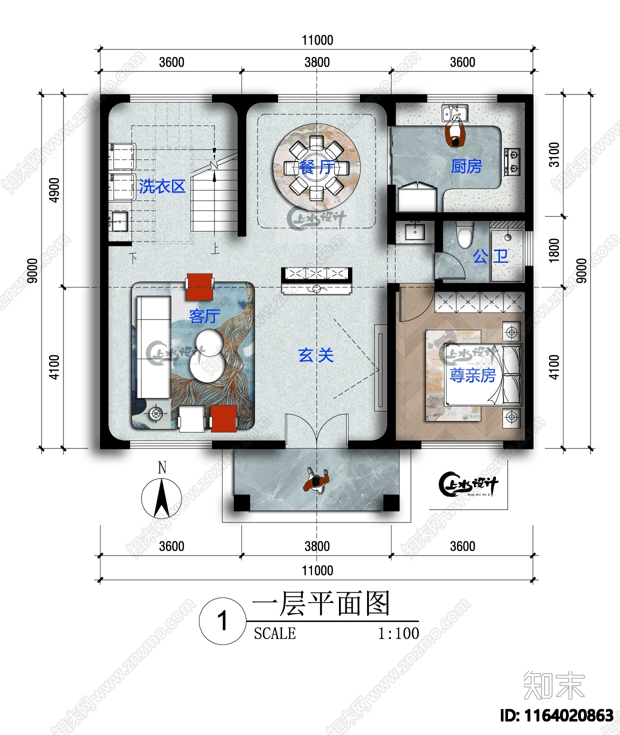 新中式现代别墅建筑施工图下载【ID:1164020863】