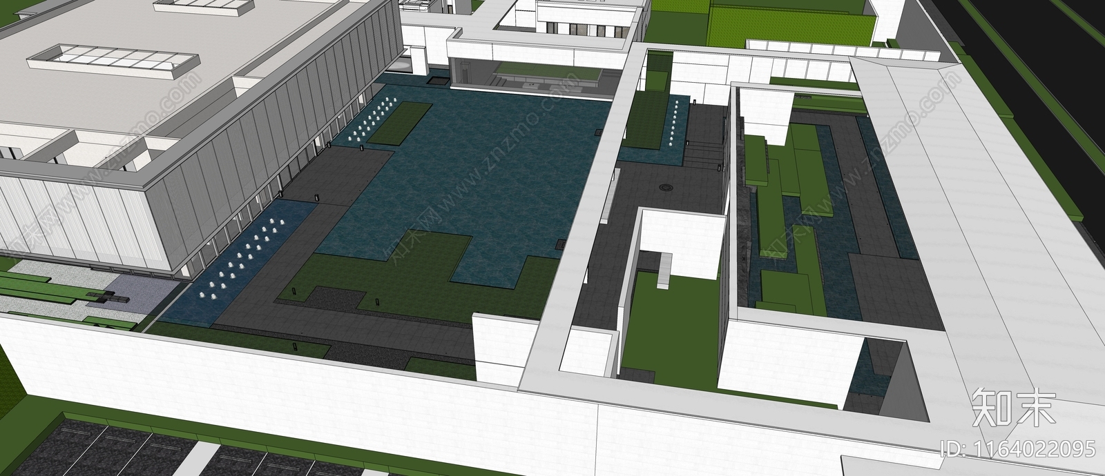 现代小区景观SU模型下载【ID:1164022095】