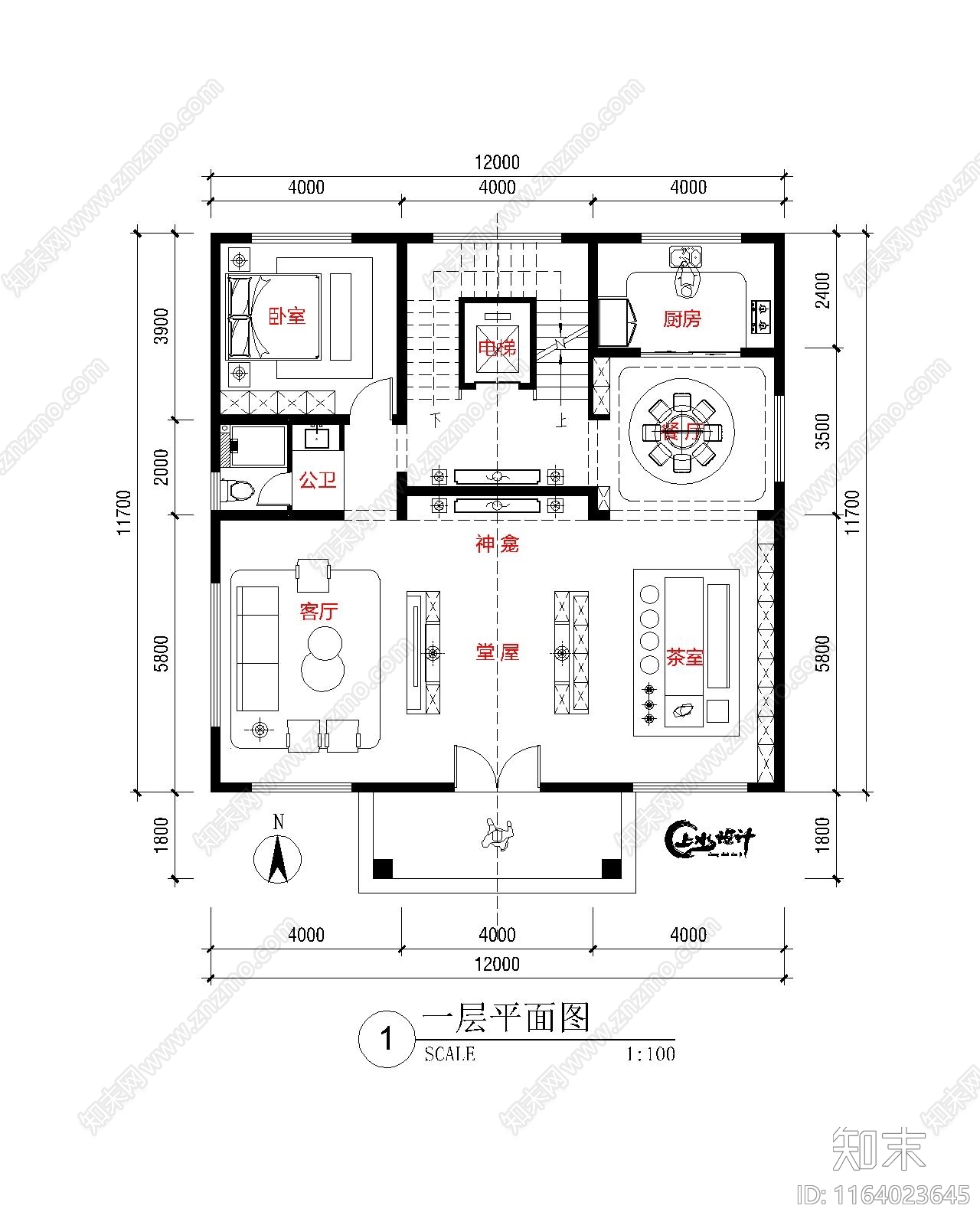 新中式别墅建筑cad施工图下载【ID:1164023645】