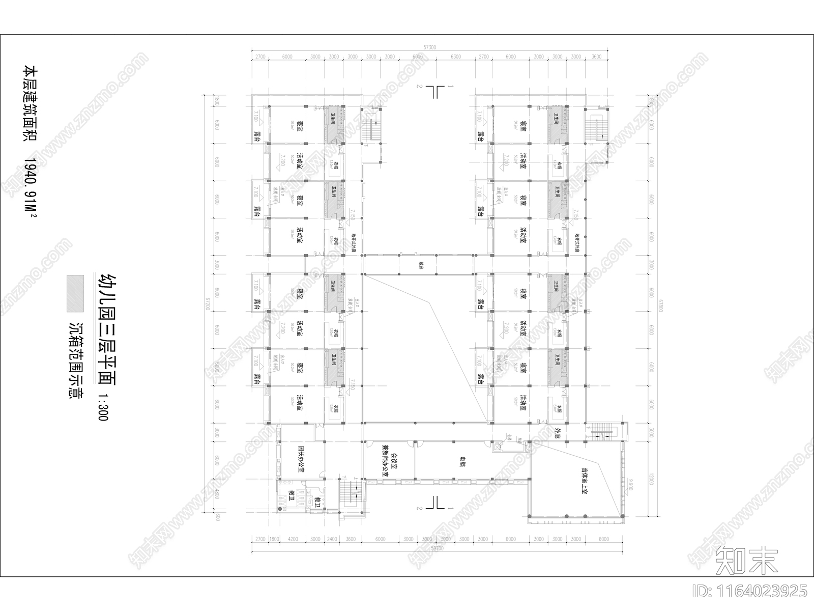 现代幼儿园建筑cad施工图下载【ID:1164023925】