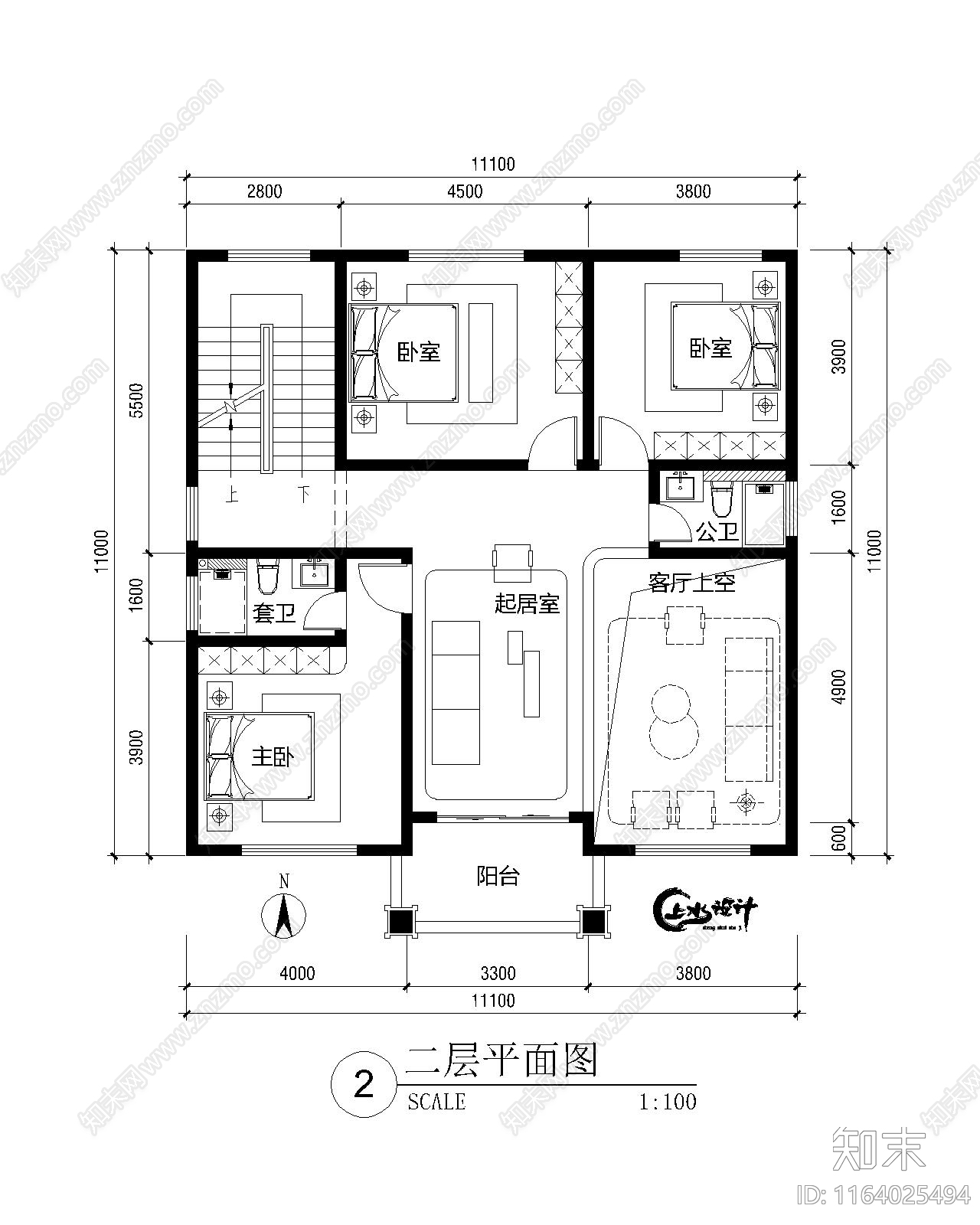 新中式现代别墅建筑cad施工图下载【ID:1164025494】