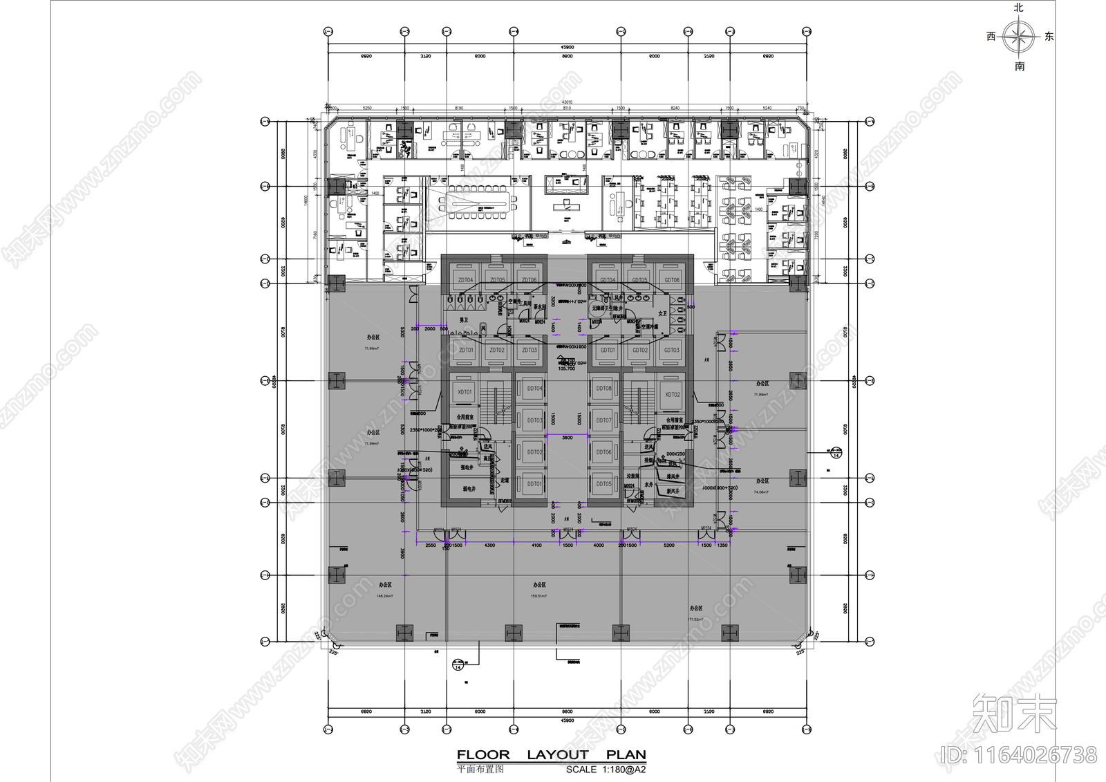 现代整体办公空间cad施工图下载【ID:1164026738】