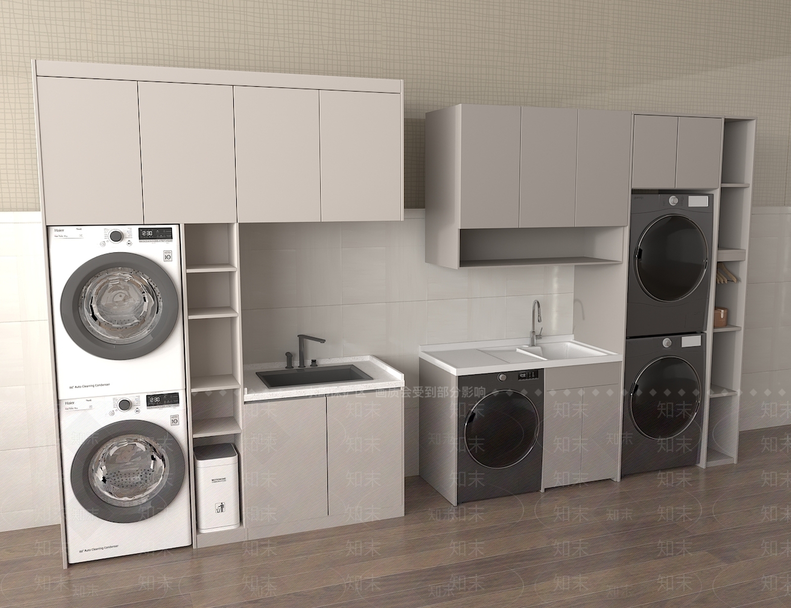 现代新中式洗衣机柜3D模型下载【ID:1164031761】