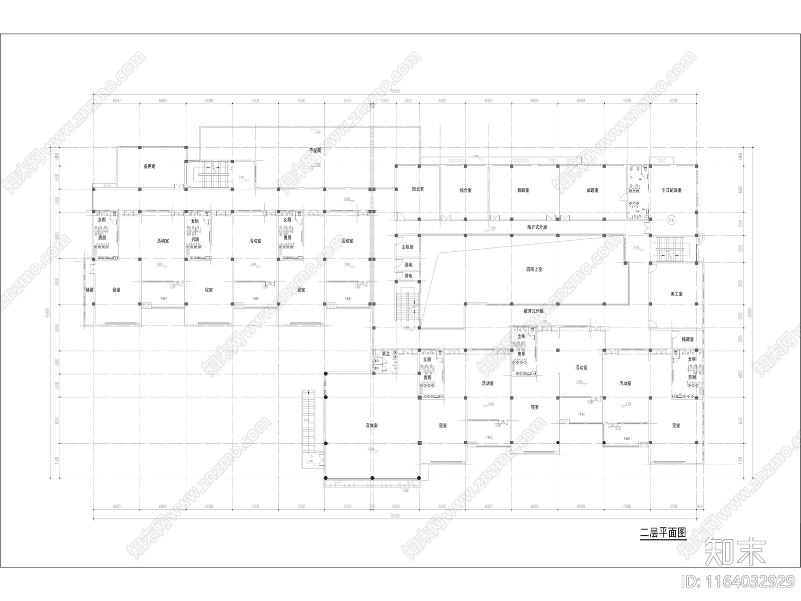 现代幼儿园建筑cad施工图下载【ID:1164032929】