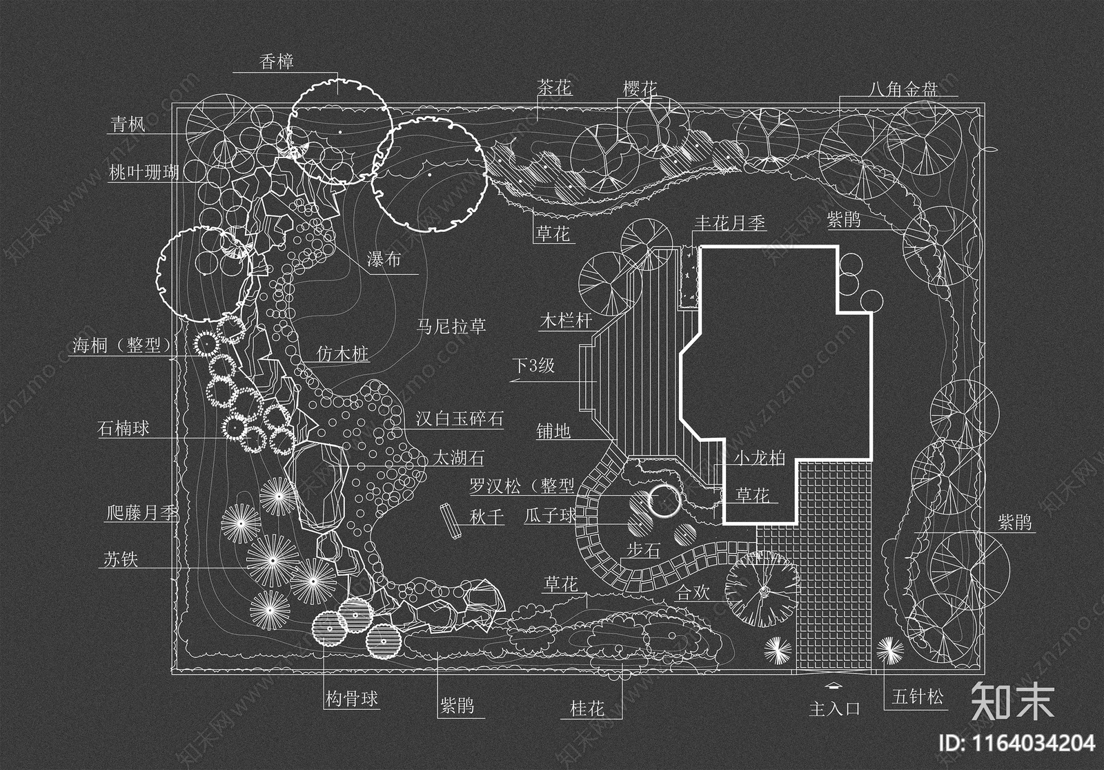 现代欧式庭院cad施工图下载【ID:1164034204】