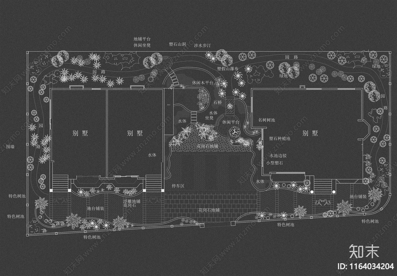 现代欧式庭院cad施工图下载【ID:1164034204】