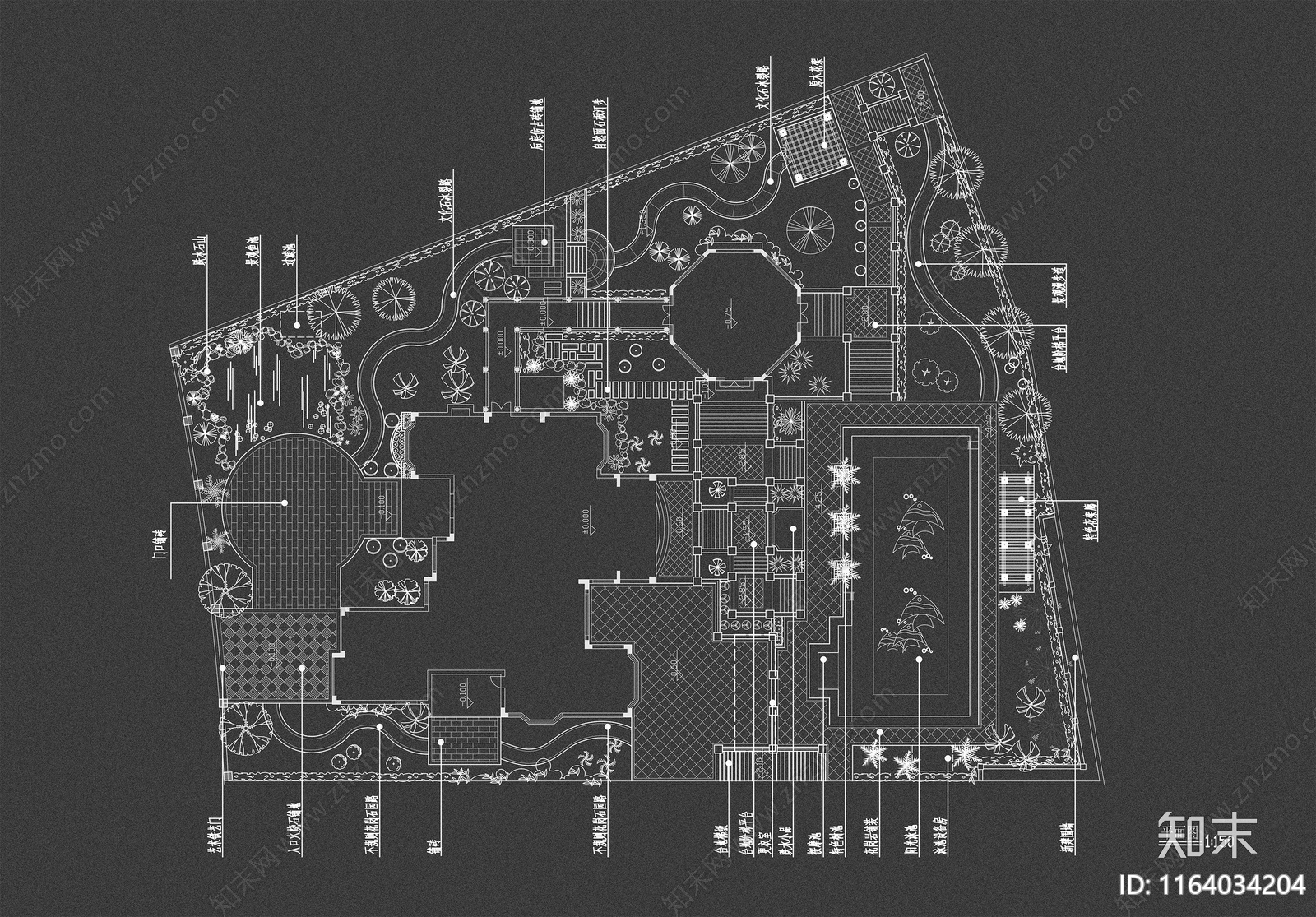现代欧式庭院cad施工图下载【ID:1164034204】