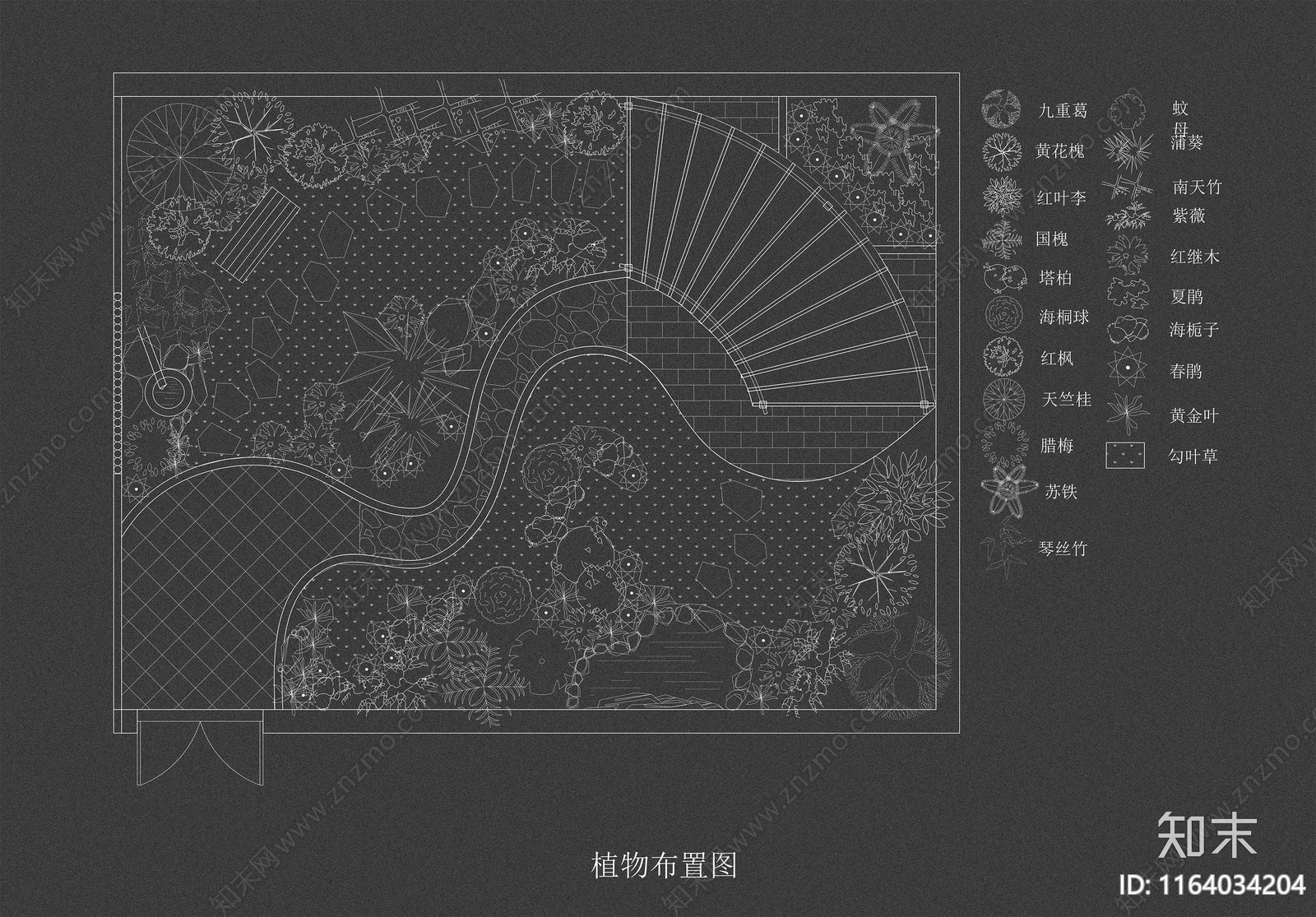 现代欧式庭院cad施工图下载【ID:1164034204】