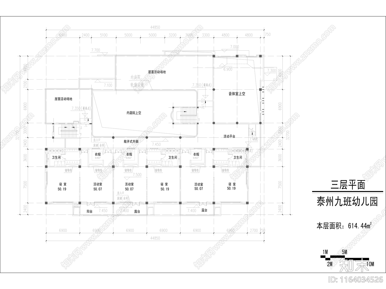 现代幼儿园建筑cad施工图下载【ID:1164034526】