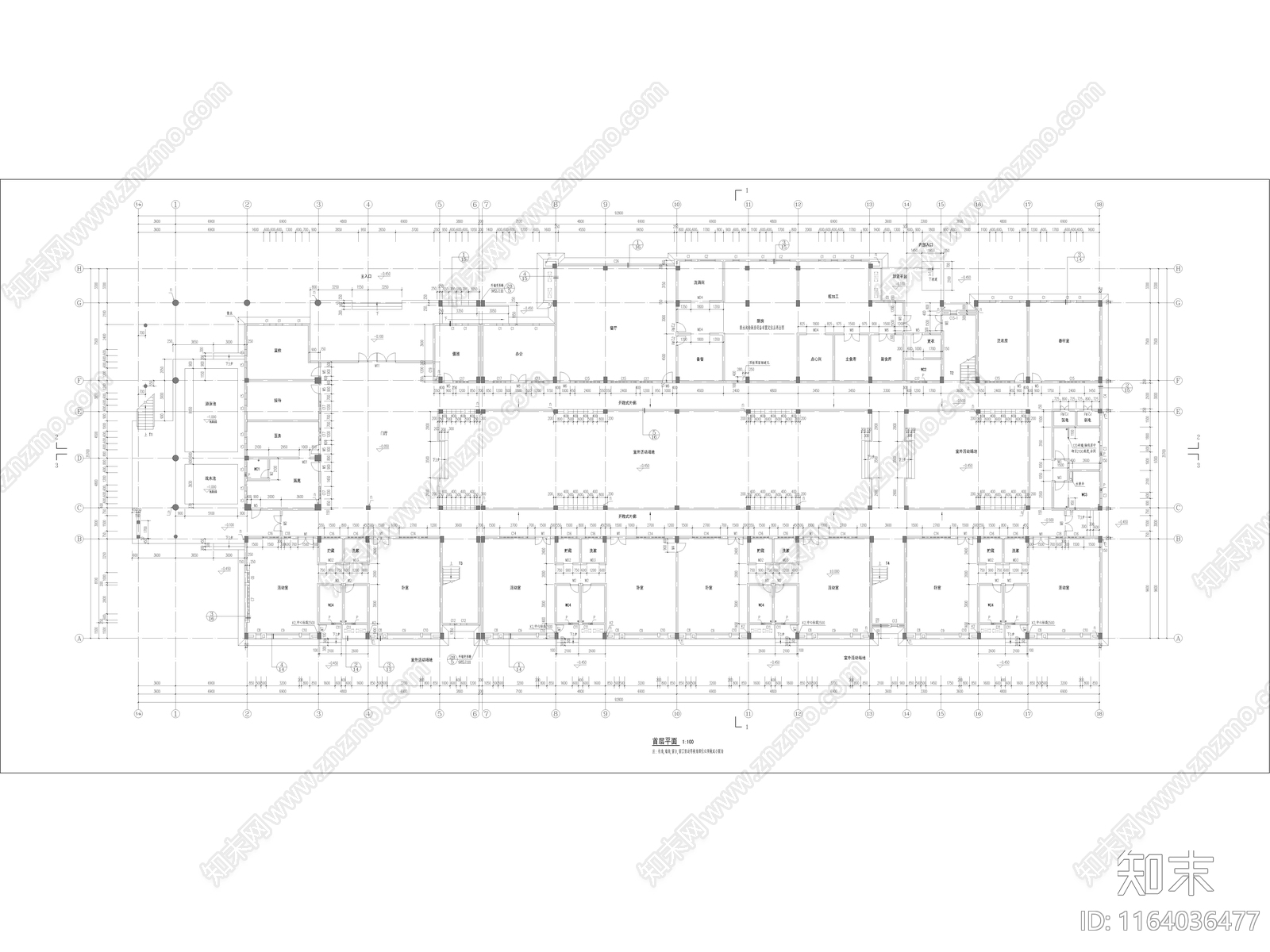 现代幼儿园建筑cad施工图下载【ID:1164036477】