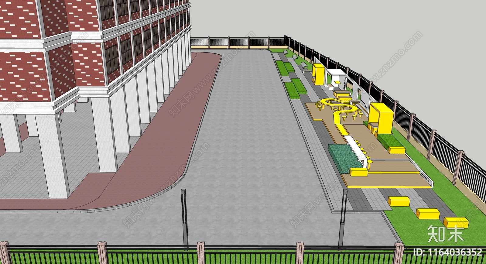 现代校园景观SU模型下载【ID:1164036352】
