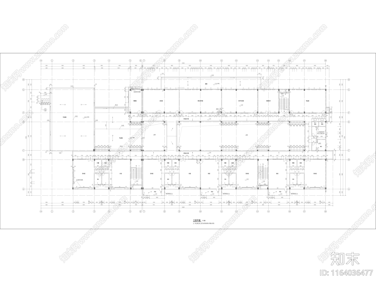 现代幼儿园建筑cad施工图下载【ID:1164036477】
