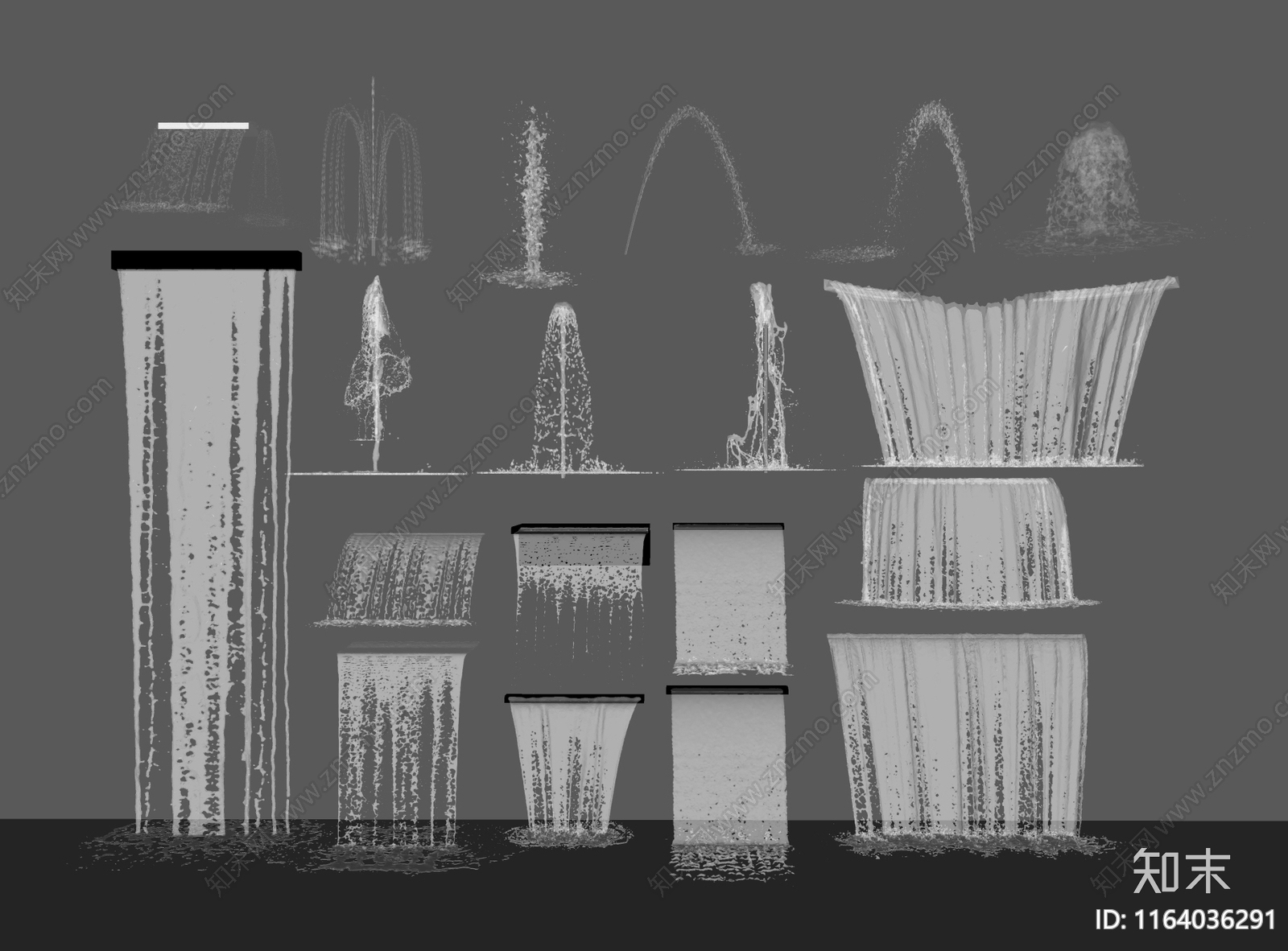 现代喷泉SU模型下载【ID:1164036291】