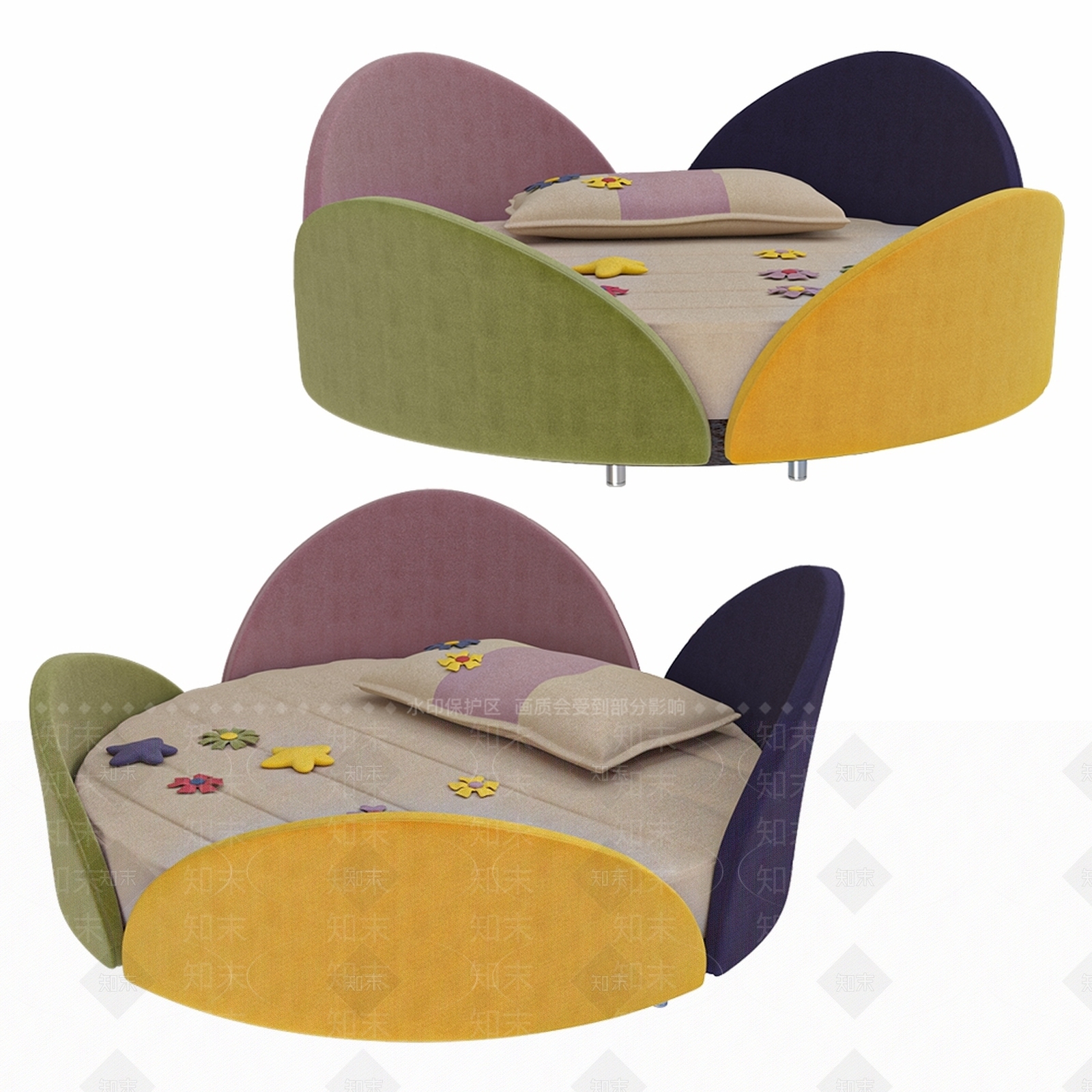 现代儿童床3D模型下载【ID:1164043630】