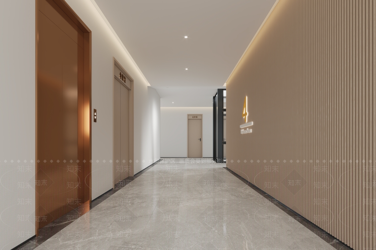 现代酒店走廊SU模型下载【ID:1164043880】