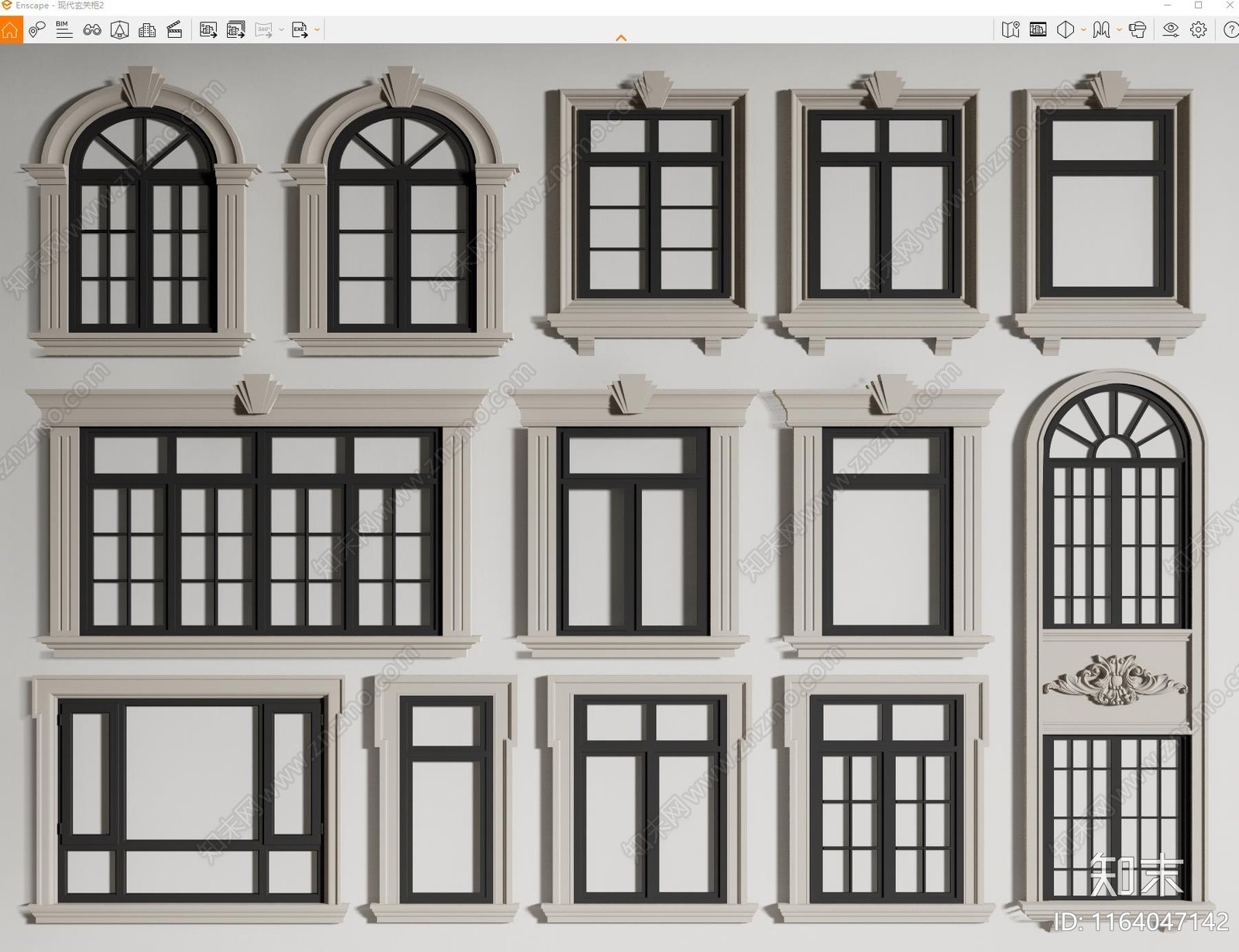 简欧窗户组合SU模型下载【ID:1164047142】