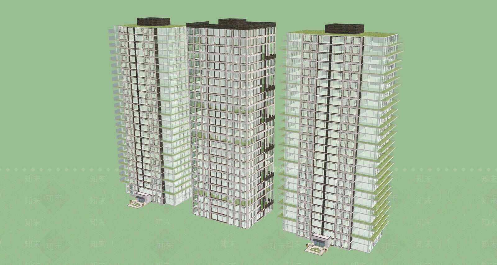现代简约多层住宅SU模型下载【ID:1164047656】