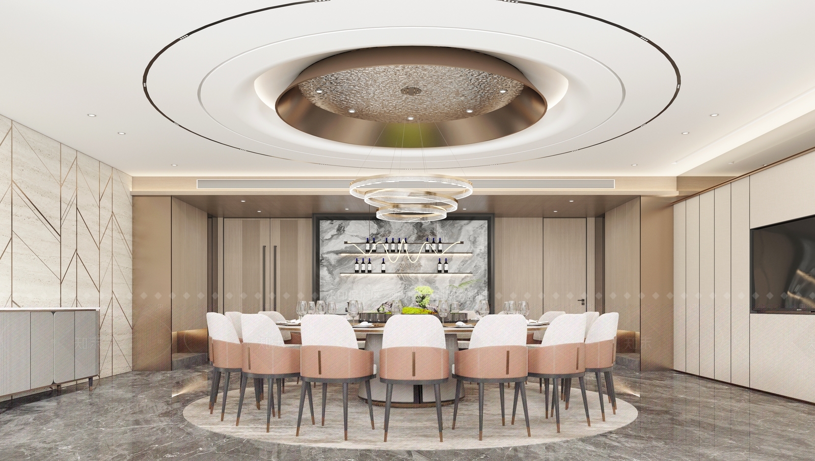 现代新中式包厢3D模型下载【ID:1164048625】_知末3d模型网