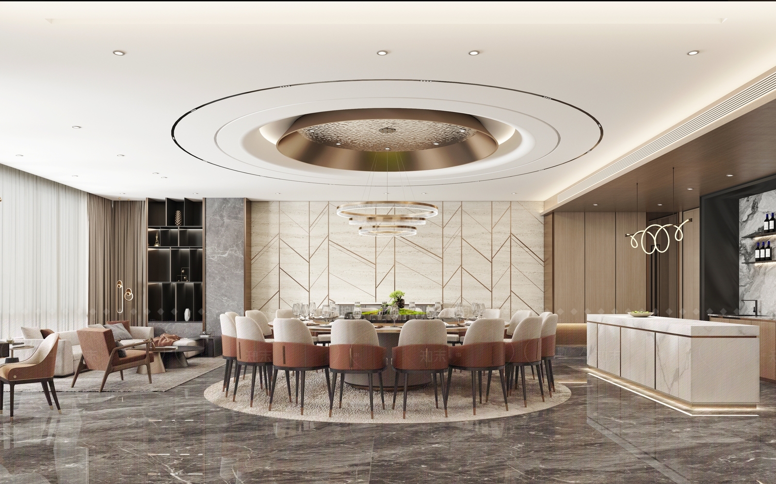 现代新中式包厢3D模型下载【ID:1164048625】