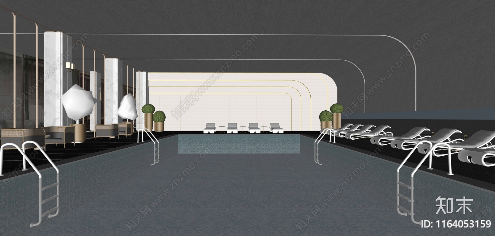 现代泳池SU模型下载【ID:1164053159】