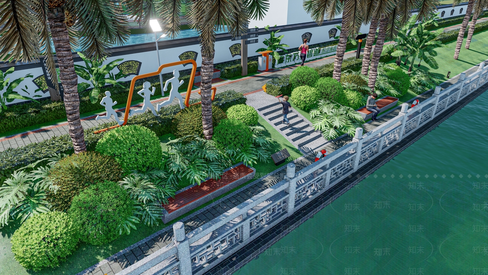 现代新中式滨水景观SU模型下载【ID:1164055254】