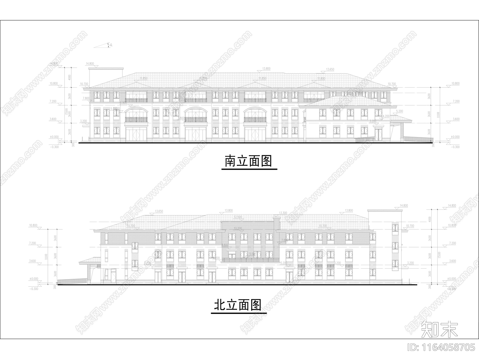 复古幼儿园建筑cad施工图下载【ID:1164058705】