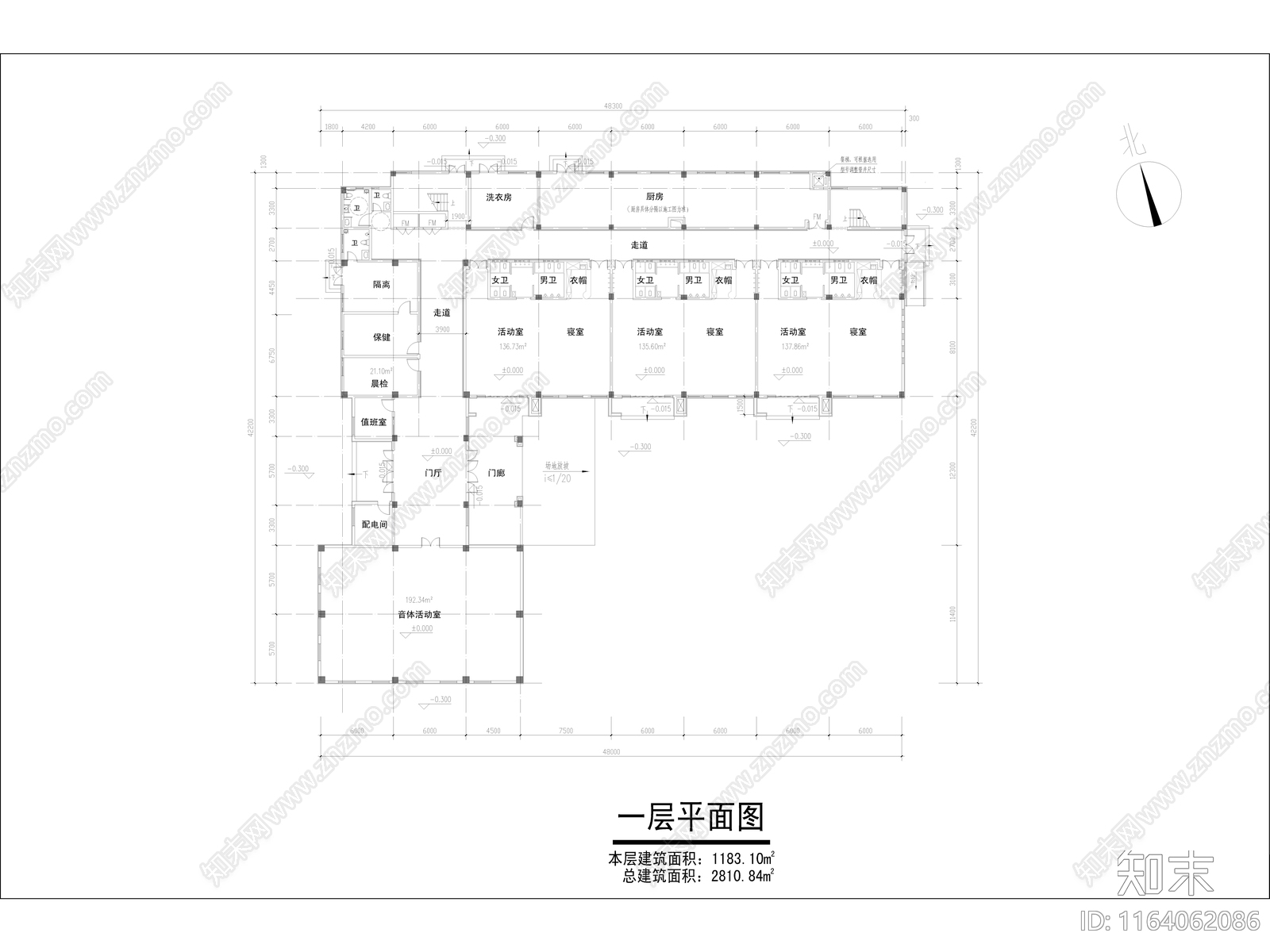 复古幼儿园建筑cad施工图下载【ID:1164062086】