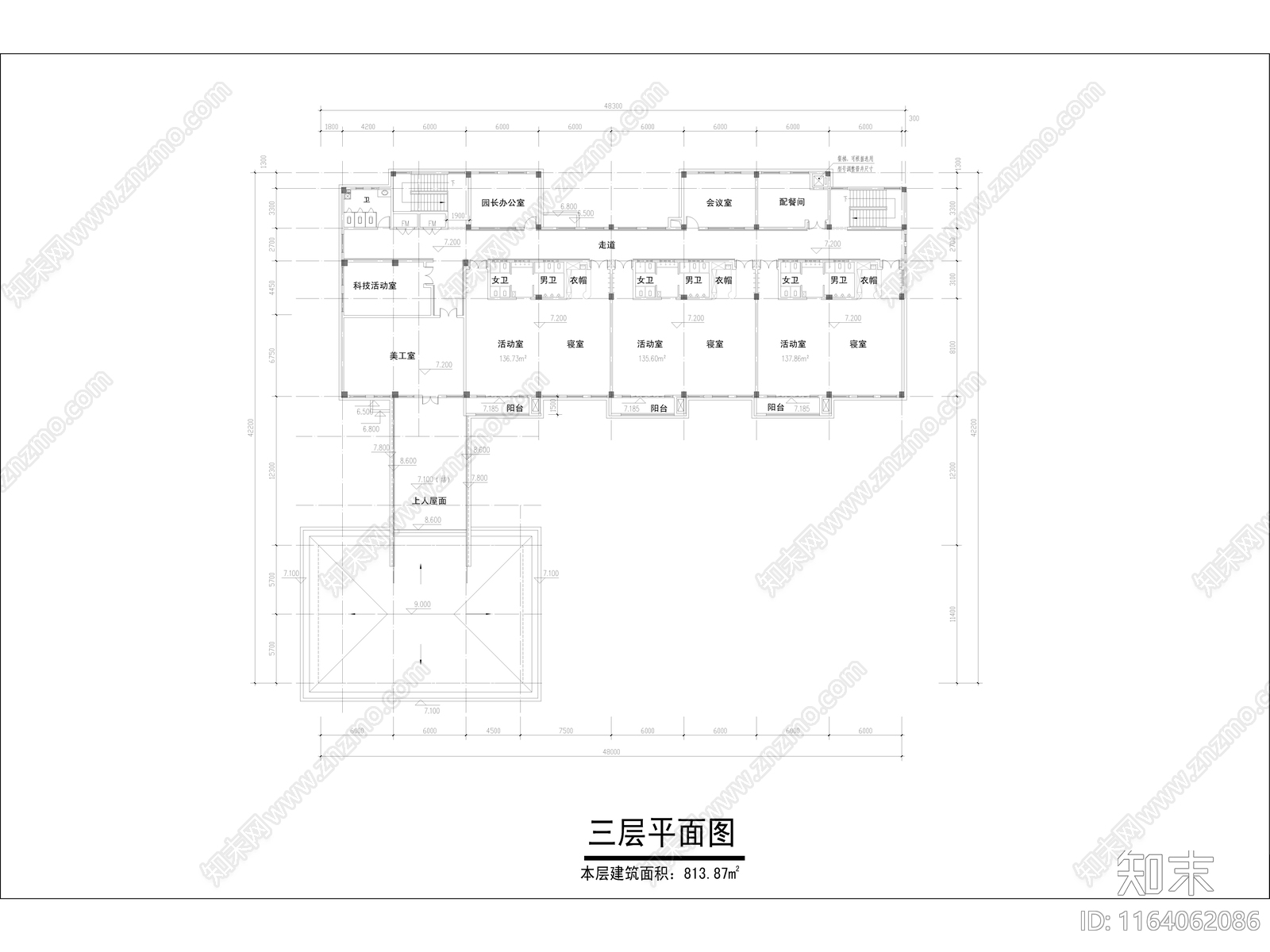 复古幼儿园建筑cad施工图下载【ID:1164062086】
