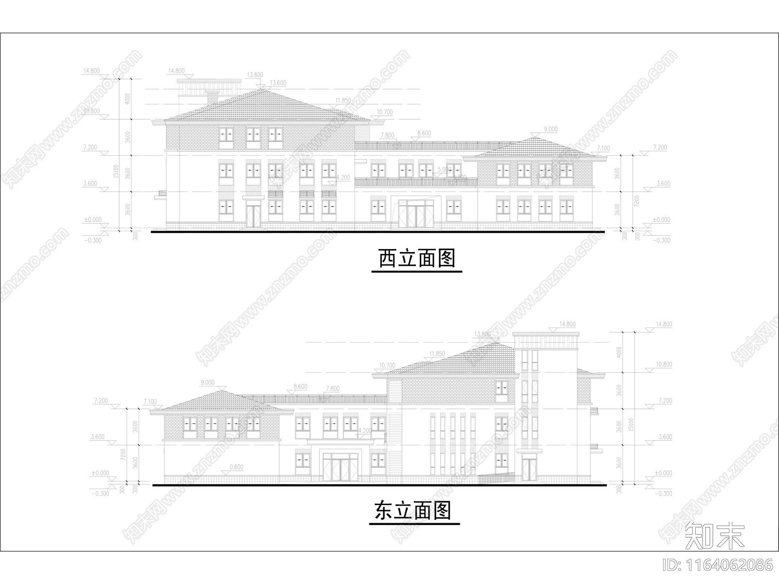 复古幼儿园建筑cad施工图下载【ID:1164062086】