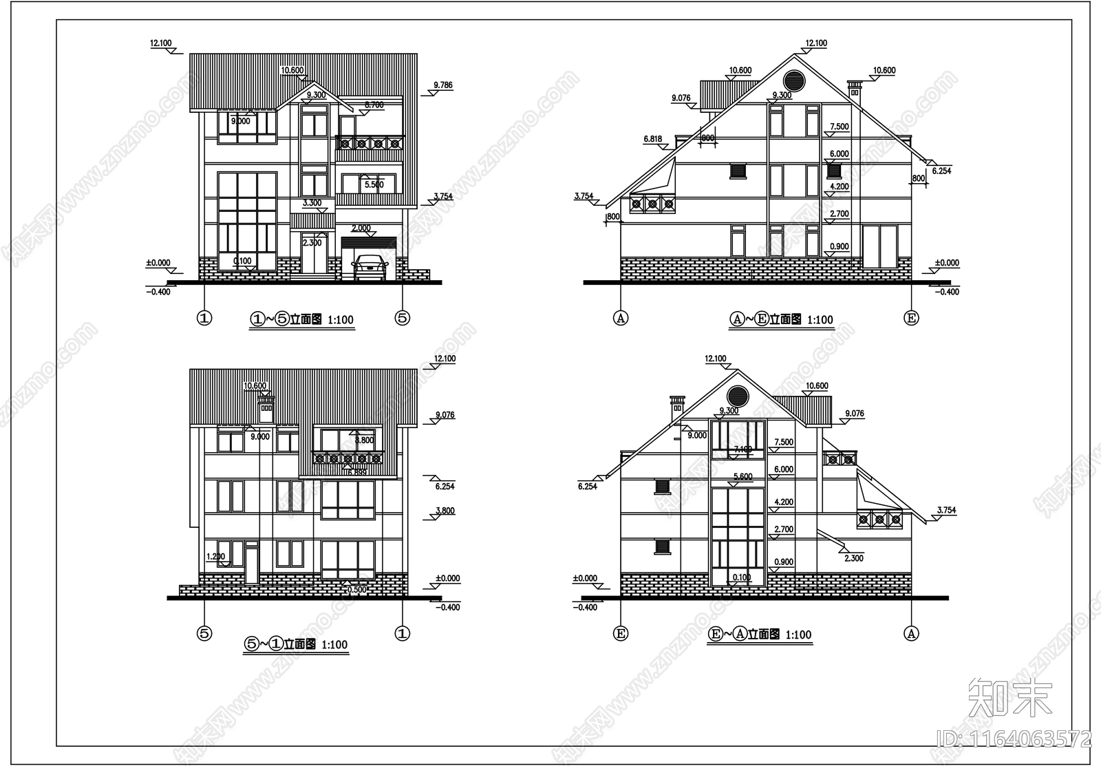 新中式现代别墅建筑施工图下载【ID:1164063572】